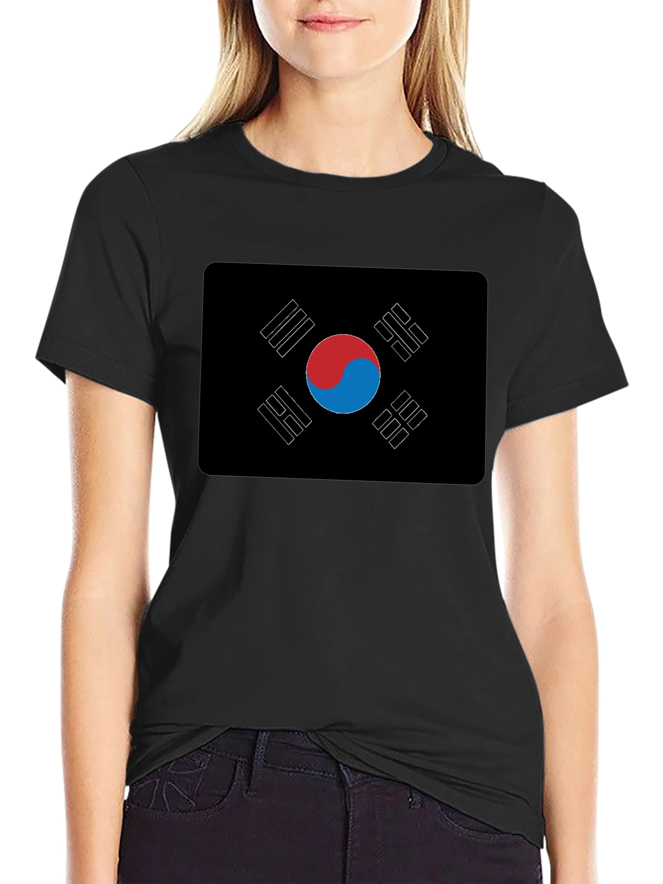 Black South Korea Flag T-Shirt - Patriotic Style view 2