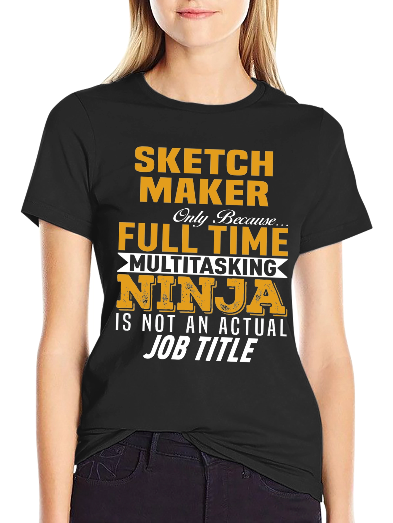 Black Sketch Maker Full Time Ninja T-Shirt view 2