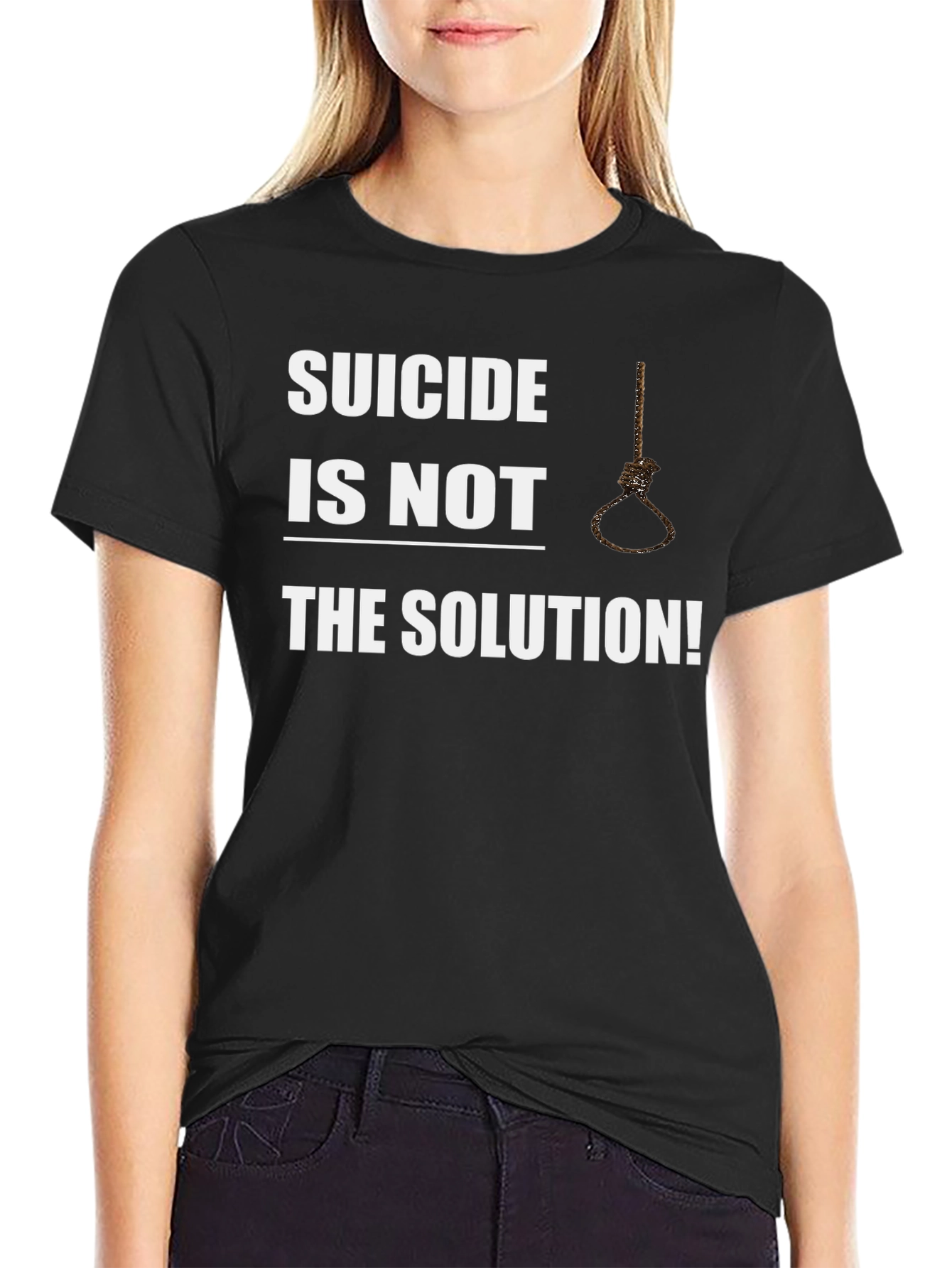Black Suicide Awareness Graphic Tee - Suicide is Not the Solution view 2