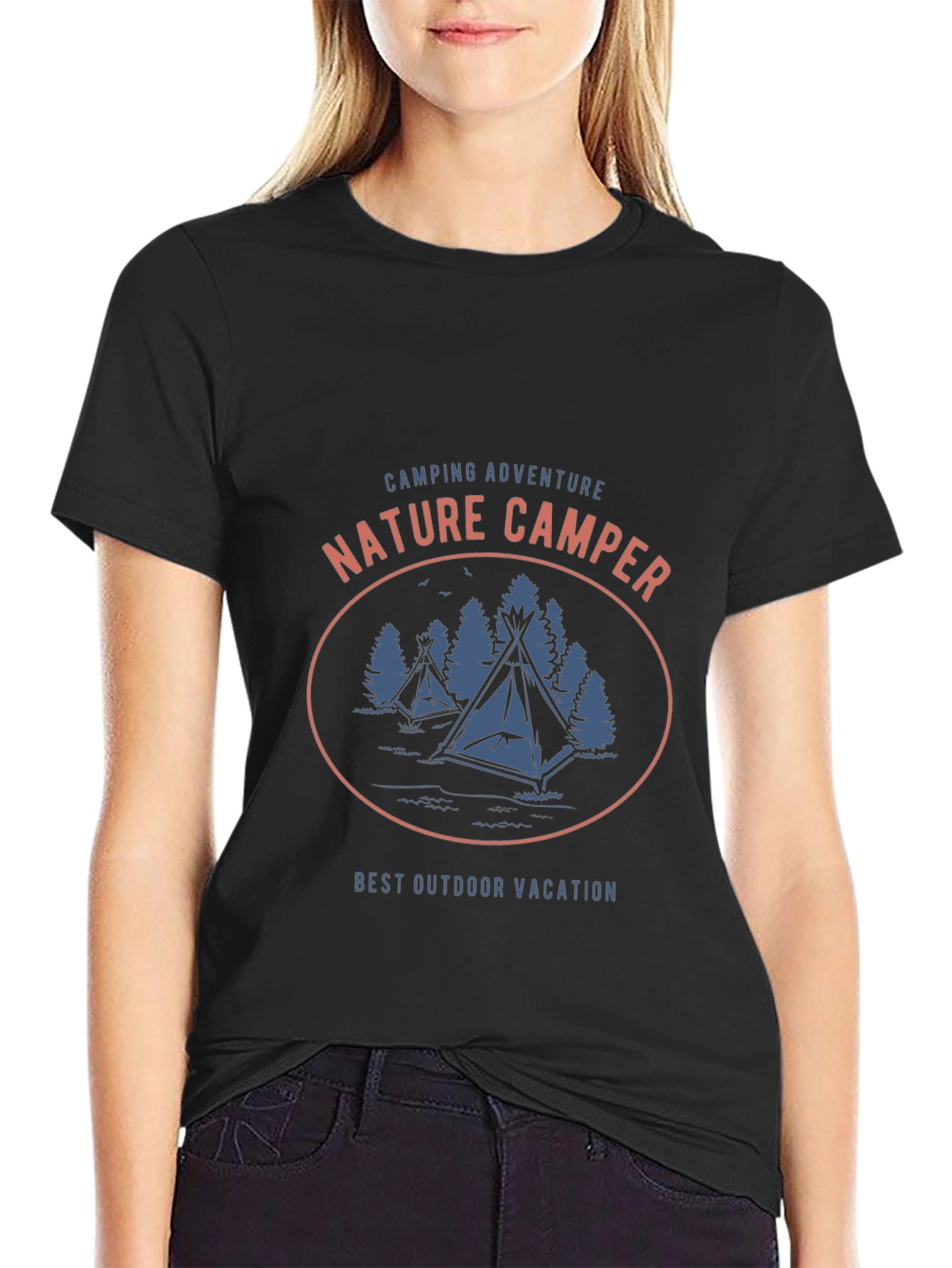 Black Nature Camper Graphic T-Shirt view 2