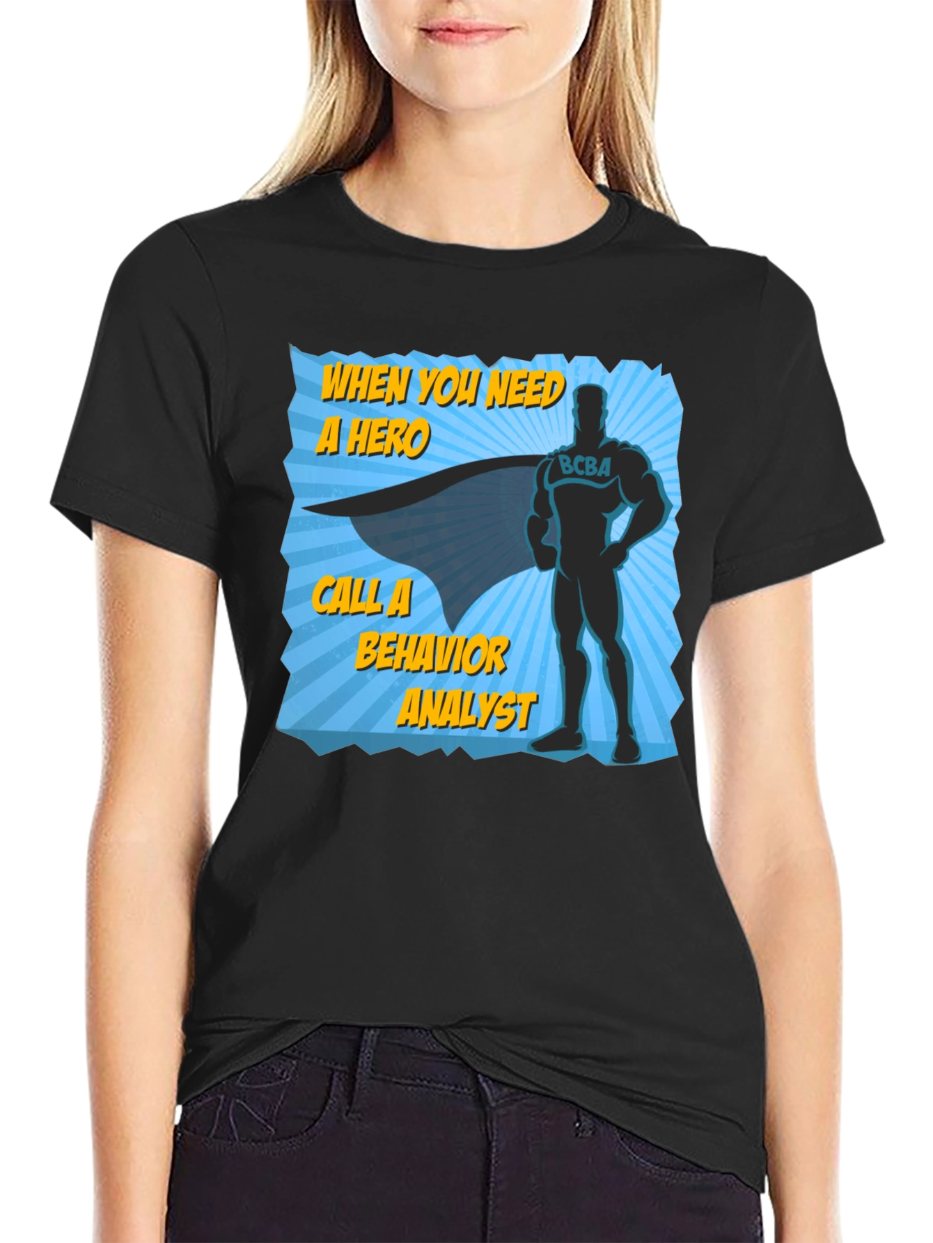 Black Behavior Analyst Hero T-Shirt view 2