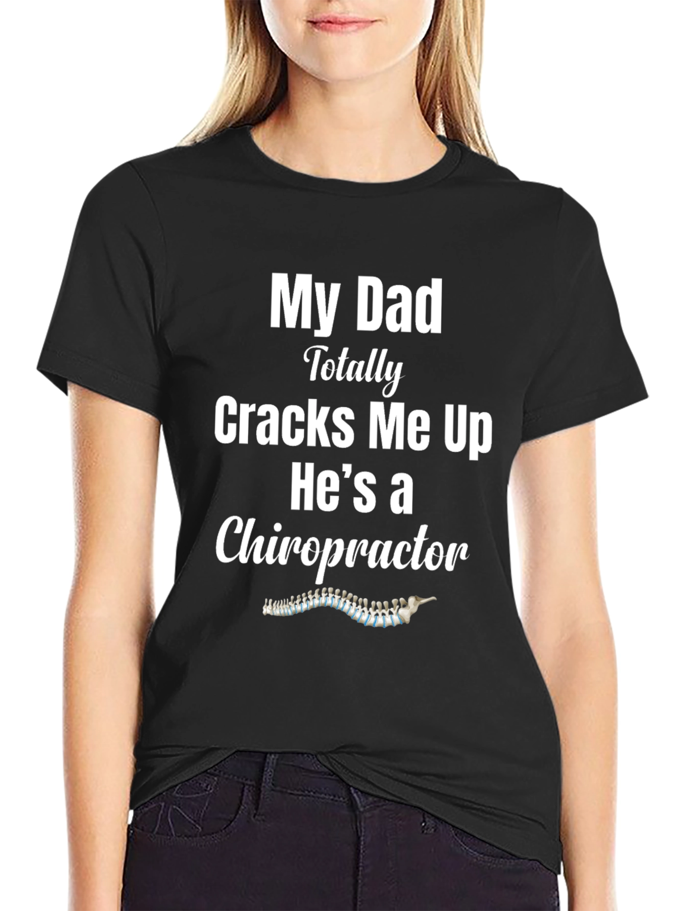 Black Chiropractor Dad Joke T-Shirt view 2