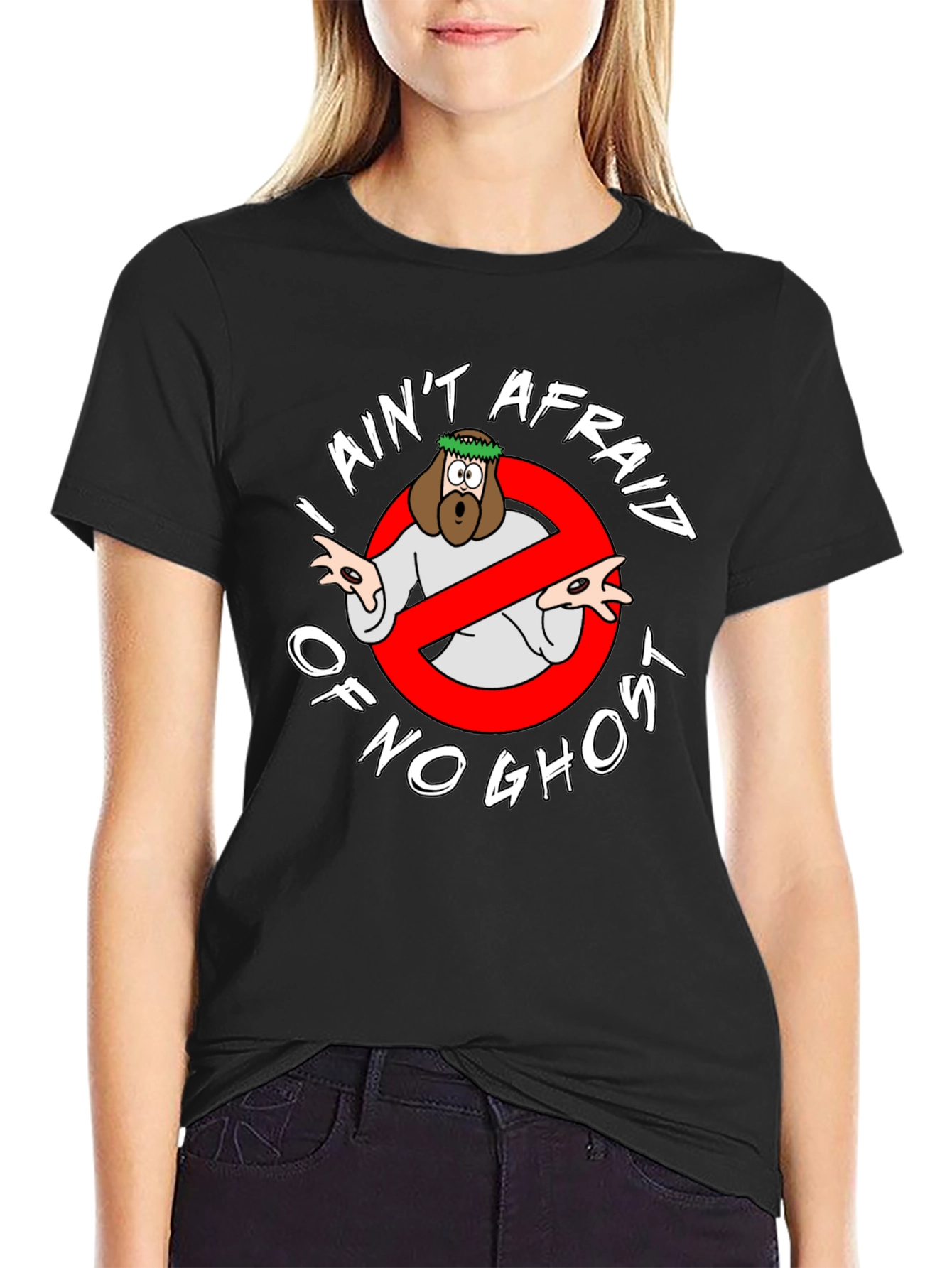 Black I Ain't Afraid of No Ghost T-Shirt view 2