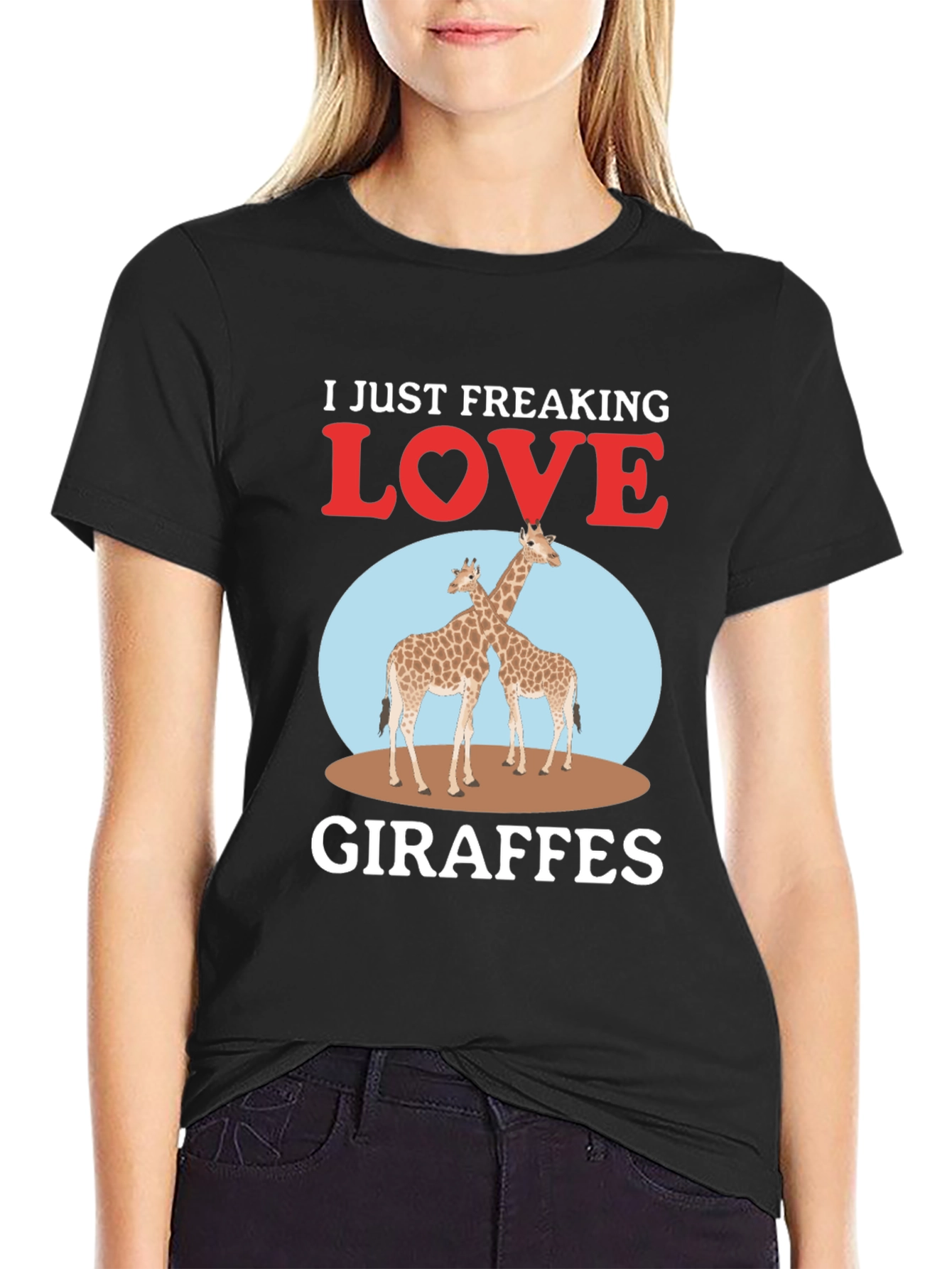 Black I Just Freaking Love Giraffes T-Shirt view 2