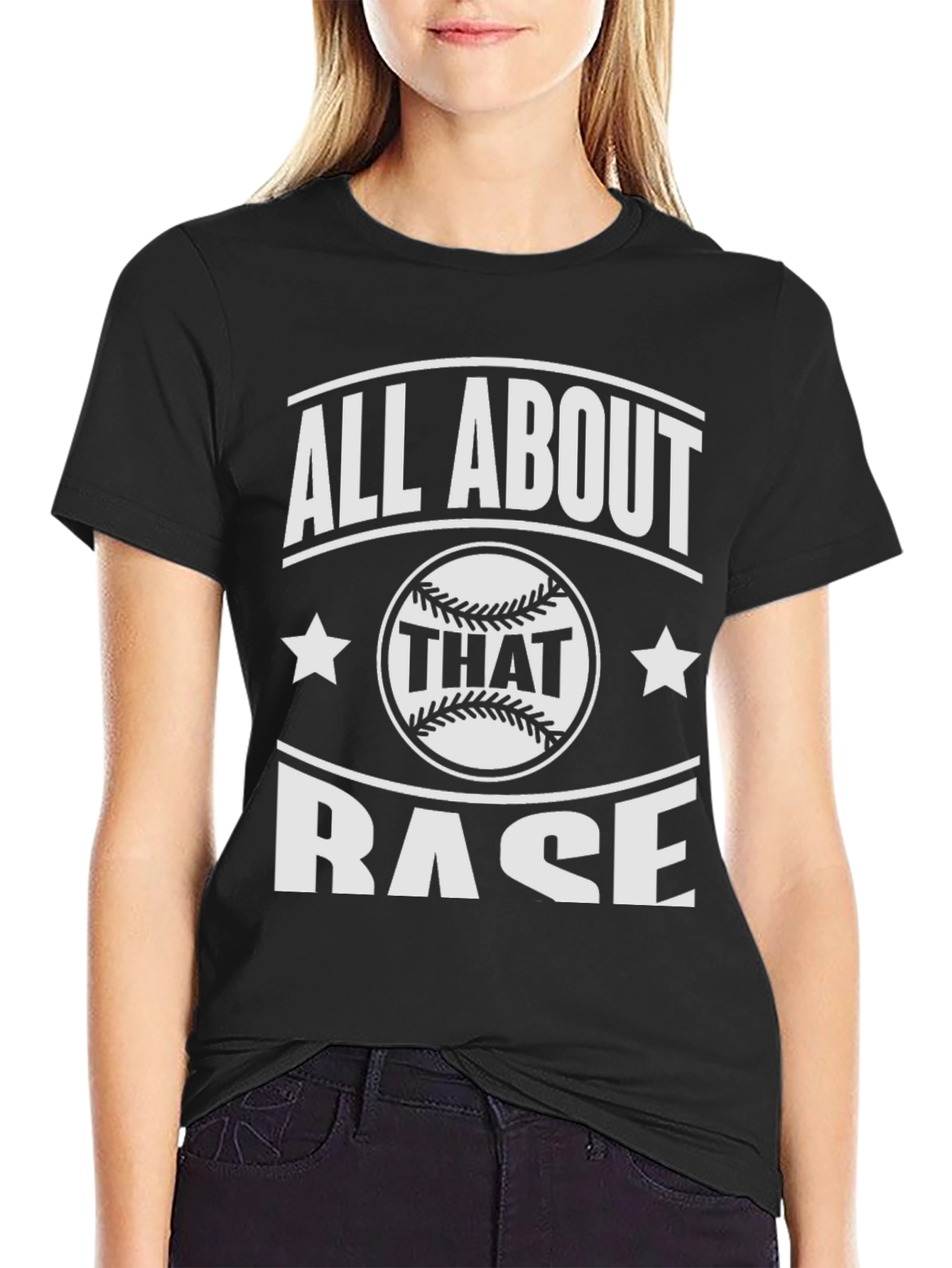 Black All About That Base Baseball T-Shirt view 2