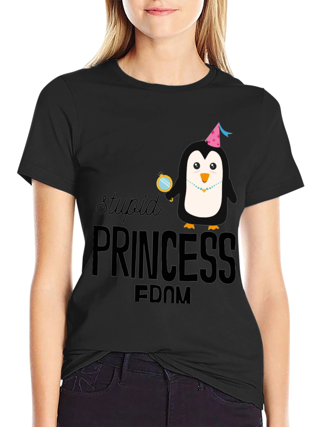 Black Stupid Princess Fdom Black T-Shirt view 2