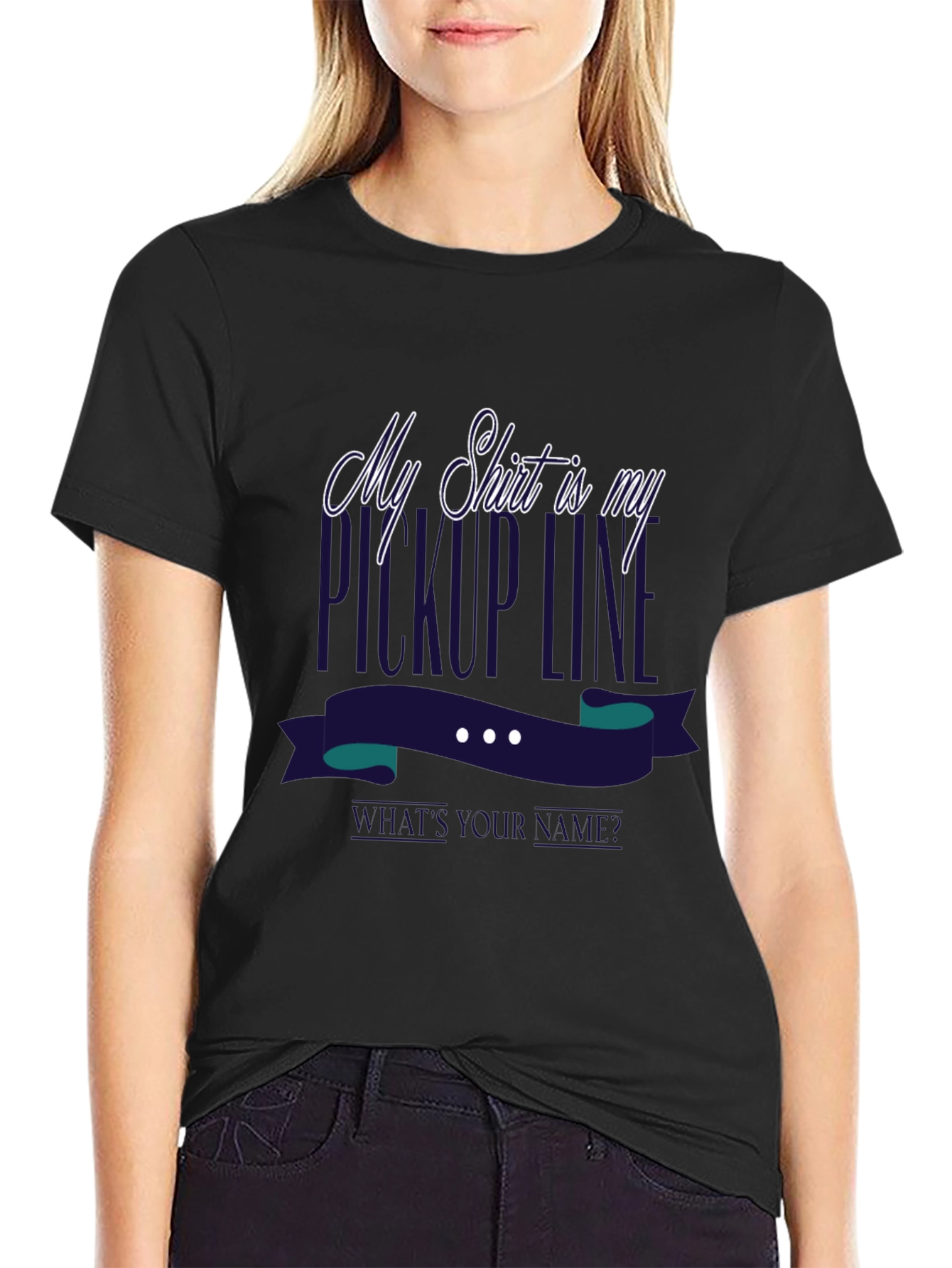 Black My Shirt is My Pickup Line Novelty T-Shirt view 2