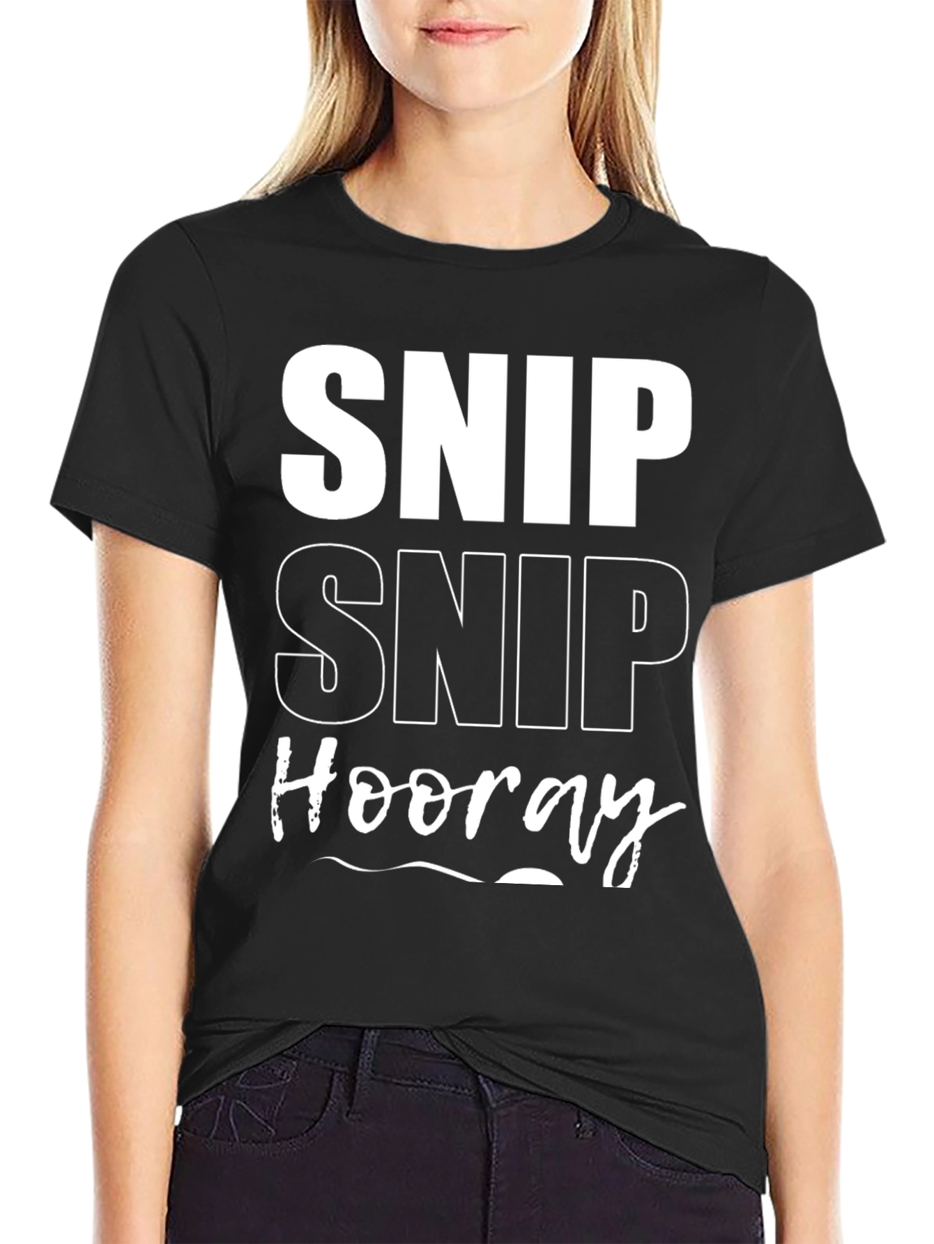 Black Snip Snip Hooray T-Shirt Funny Men's Tee view 2