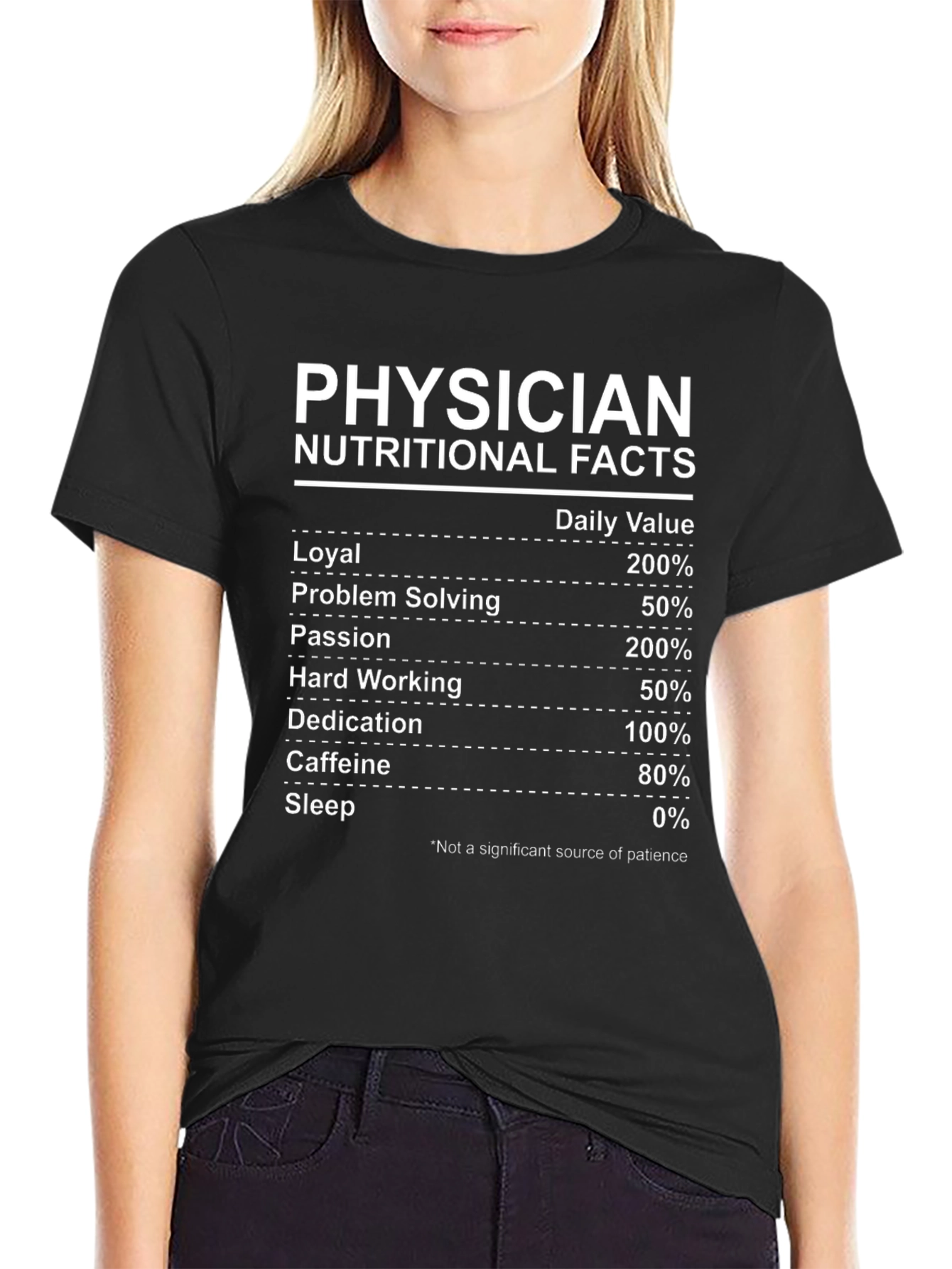 Black Physician Nutritional Facts Graphic Tee view 2