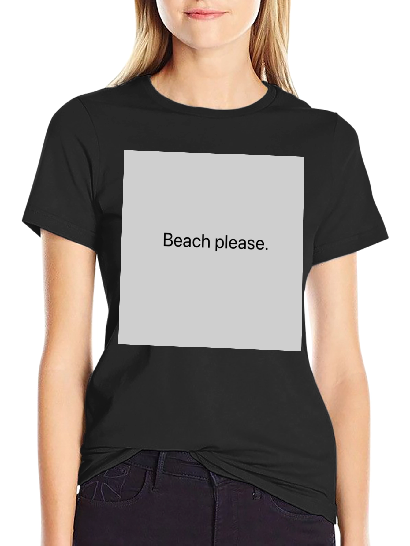 Black Beach Please Graphic Tee - Black Cotton T-Shirt view 2