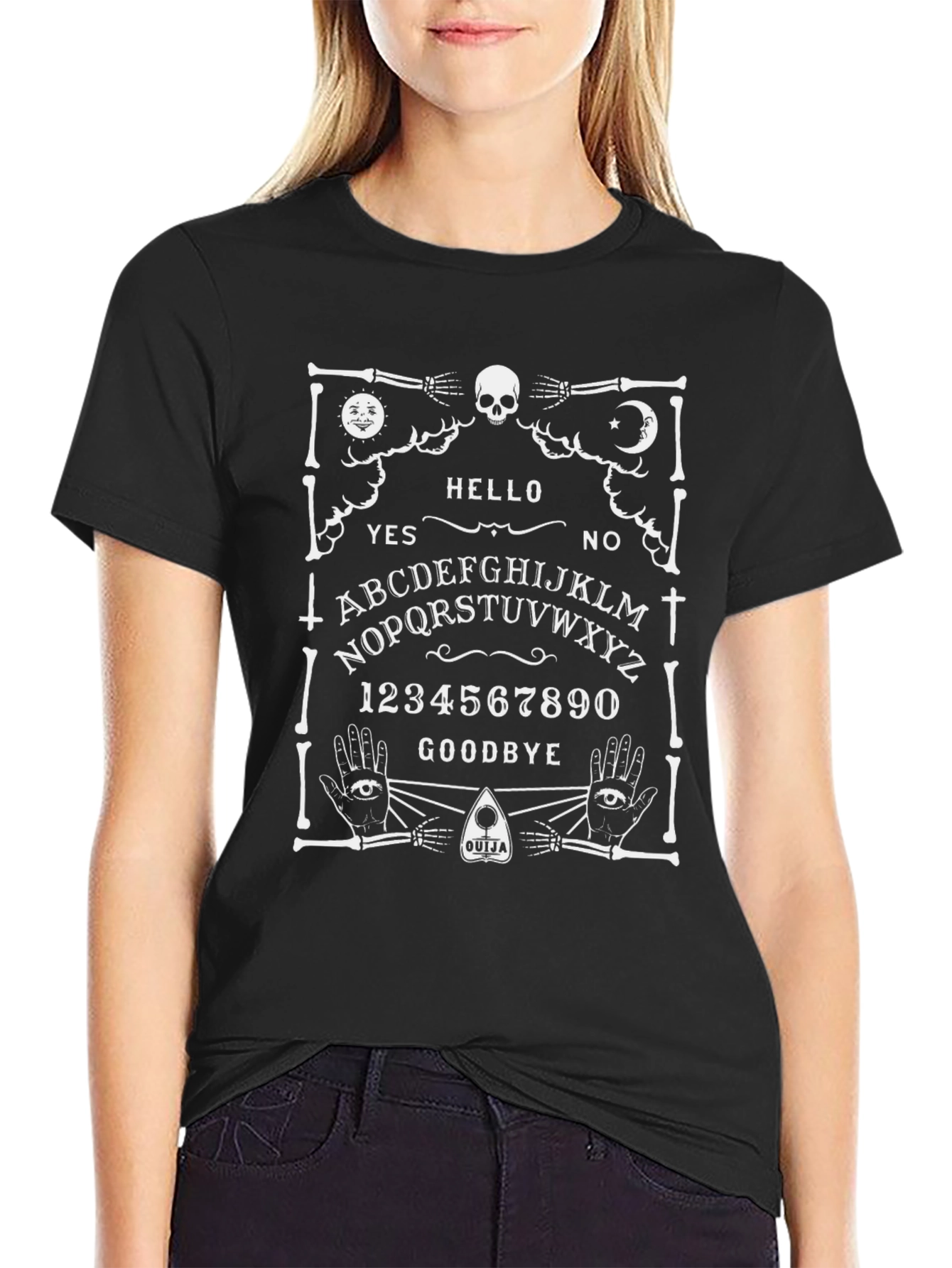 Ouija Board Graphic T-Shirt - Unisex Black Tee - 2