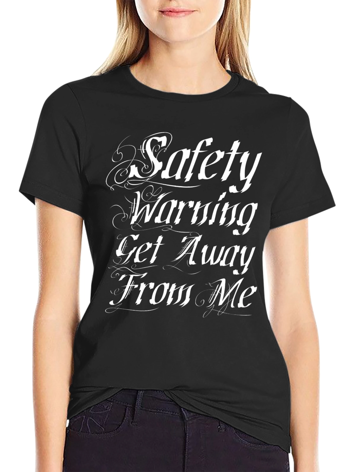 Black Safety Warning T-Shirt - Get Away From Me view 2