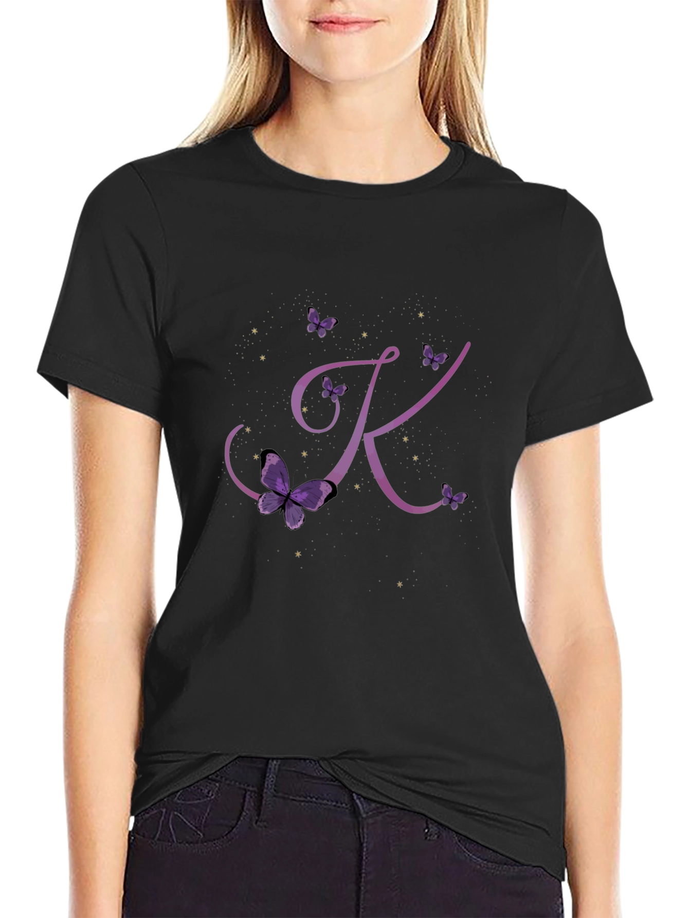 Butterfly Letter K Initial T-Shirt - 2