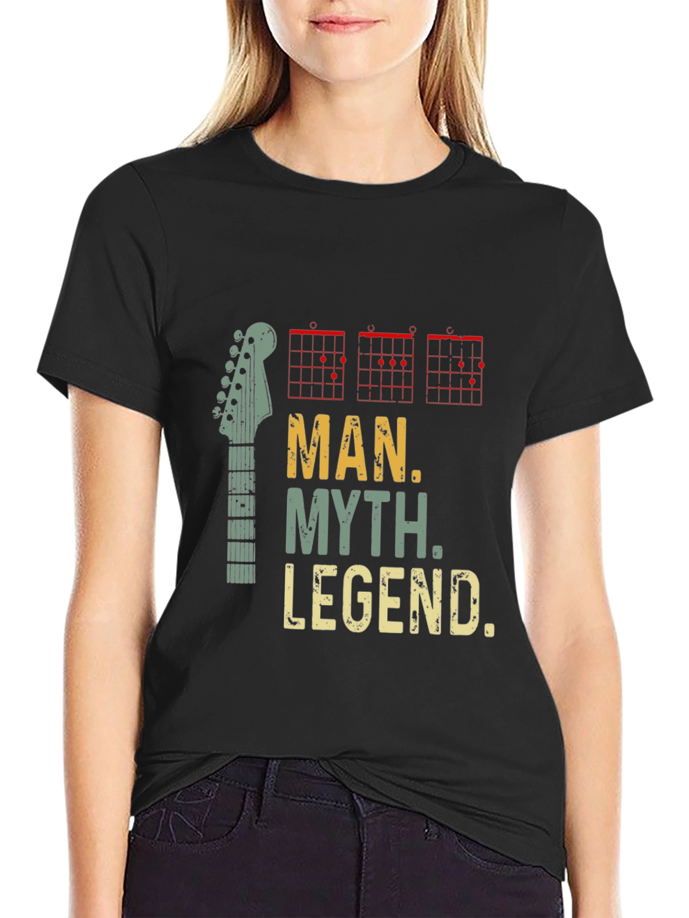 Black Man Myth Legend Guitar T-Shirt - Musician Tee view 2