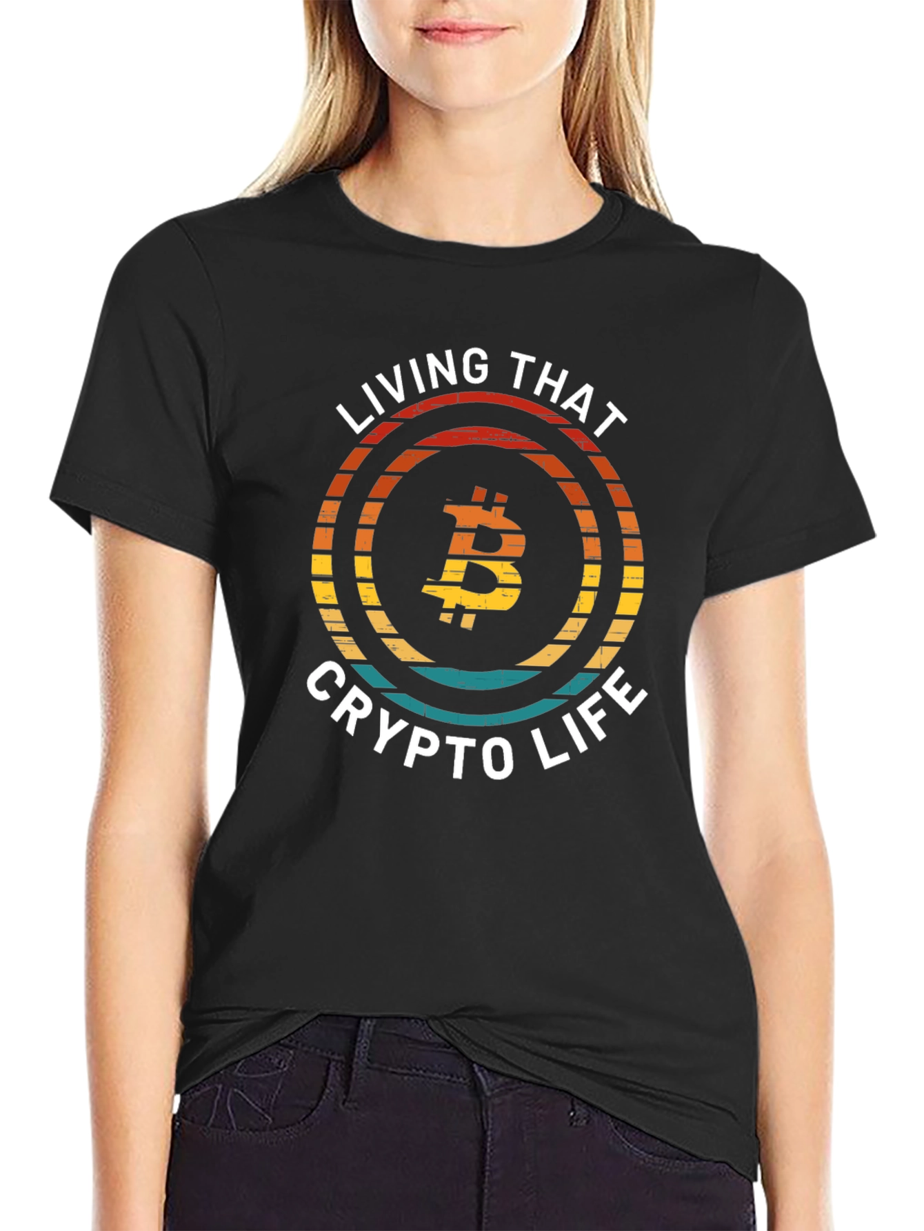Black Bitcoin Crypto Life T-Shirt - Black Graphic Tee view 2