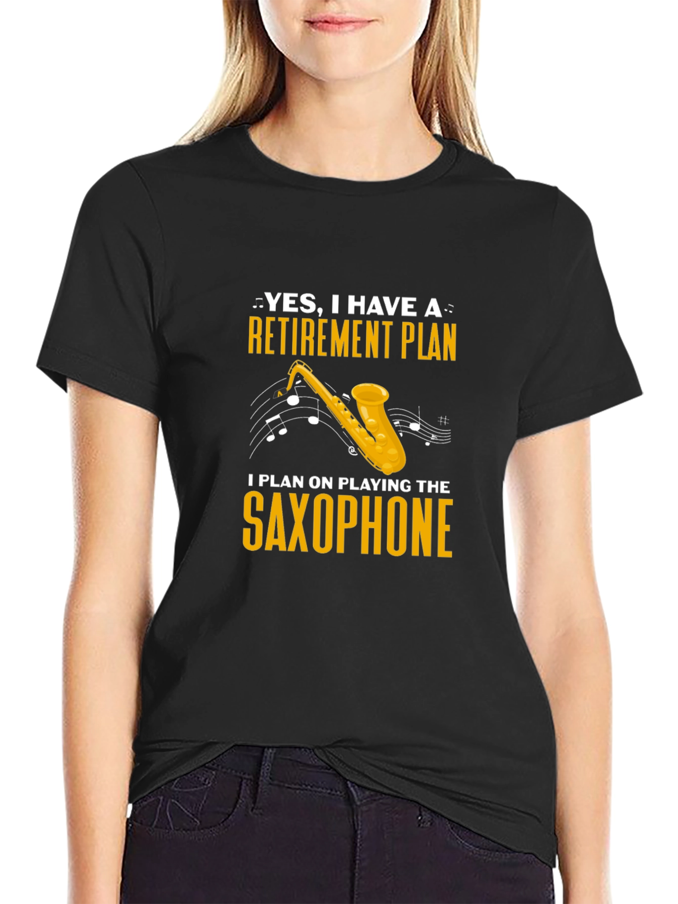 Black Retirement Plan Saxophone T-Shirt view 2