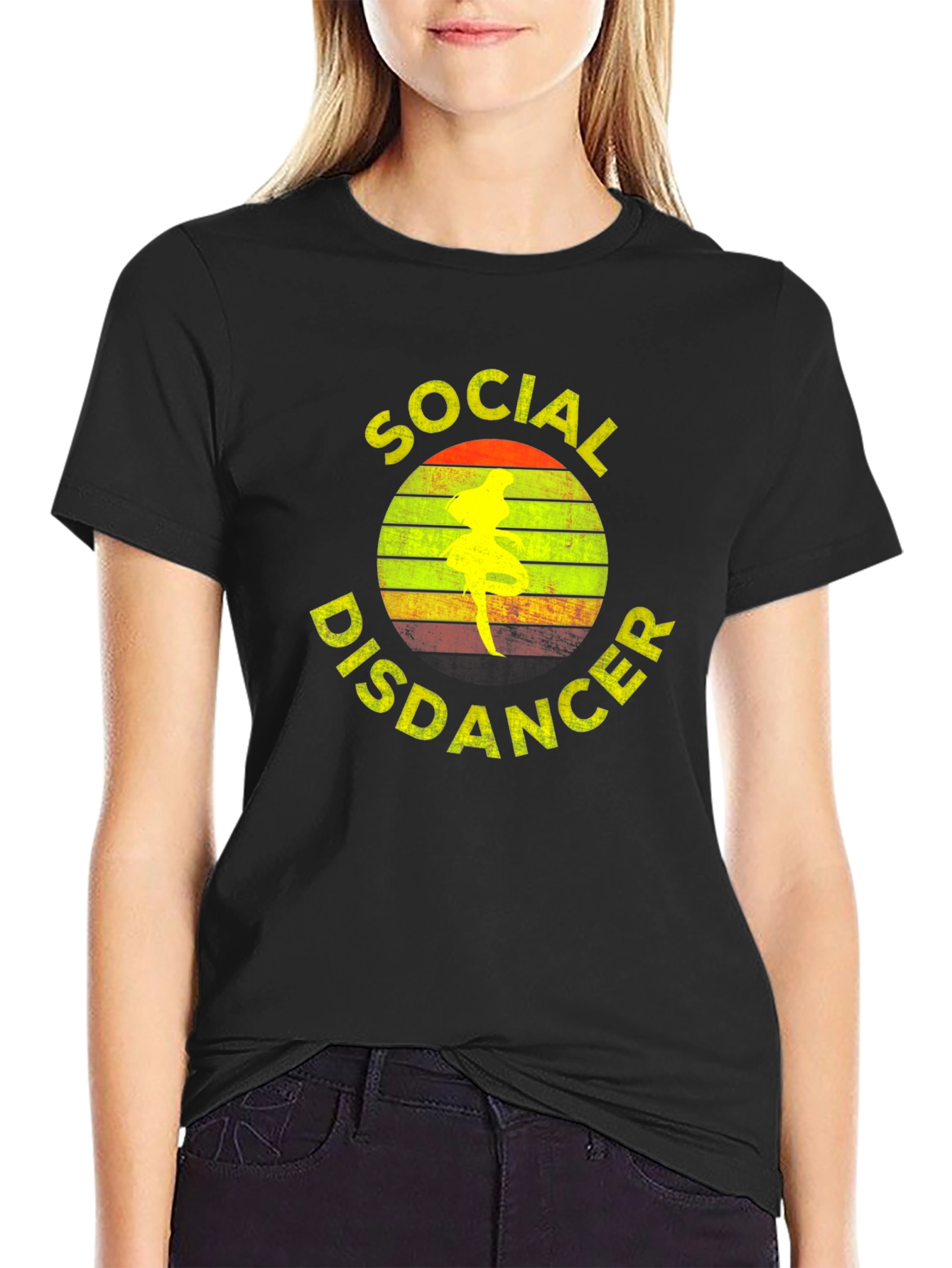 Black Social Disdancer T-Shirt - Dance with Distance! view 2