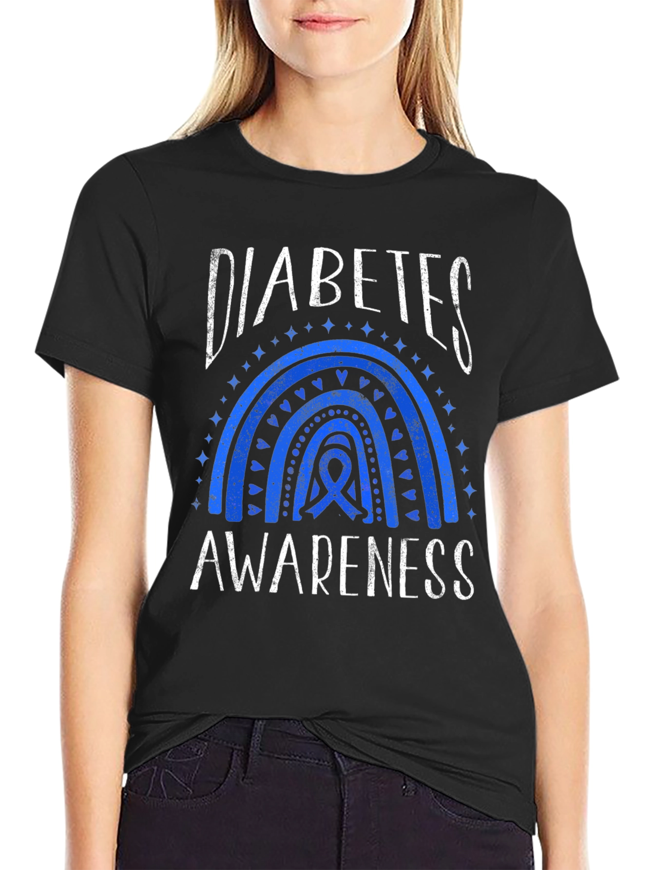 Black Diabetes Awareness Graphic T-Shirt view 2