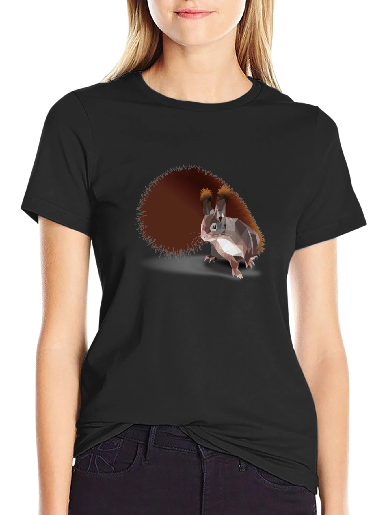 Black Stylish Squirrel Graphic Tee - Men's Black T-Shirt view 2