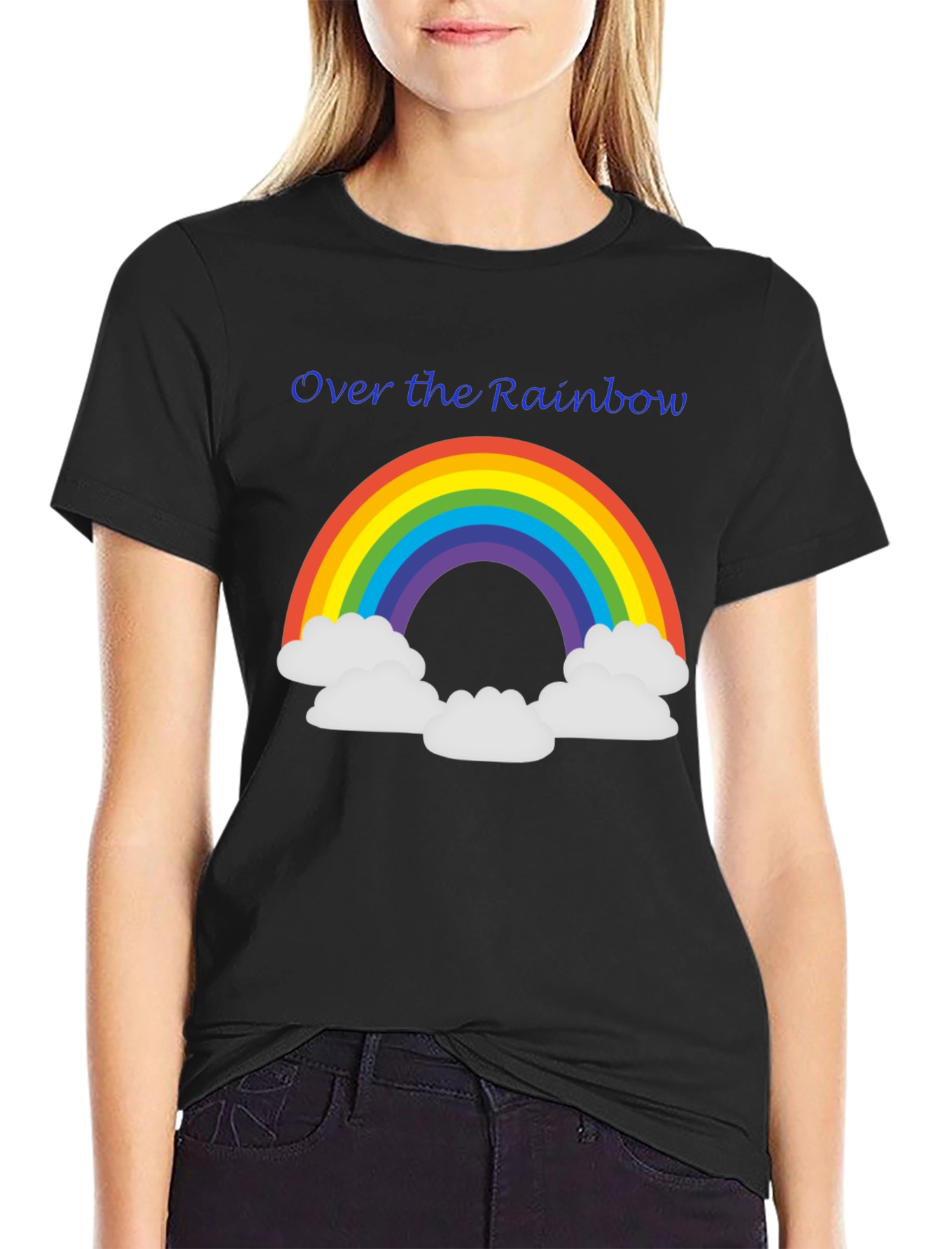 Black Over the Rainbow Graphic Tee - Black Unisex T-Shirt view 2