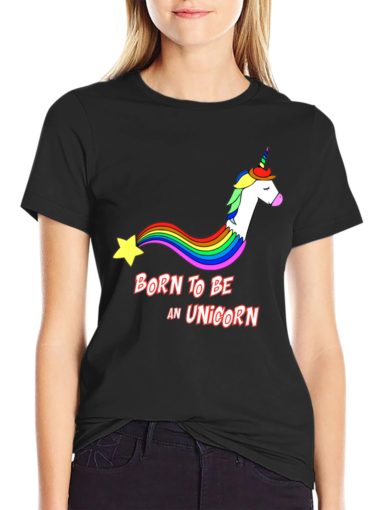 Black Born To Be A Unicorn Black T-Shirt view 2
