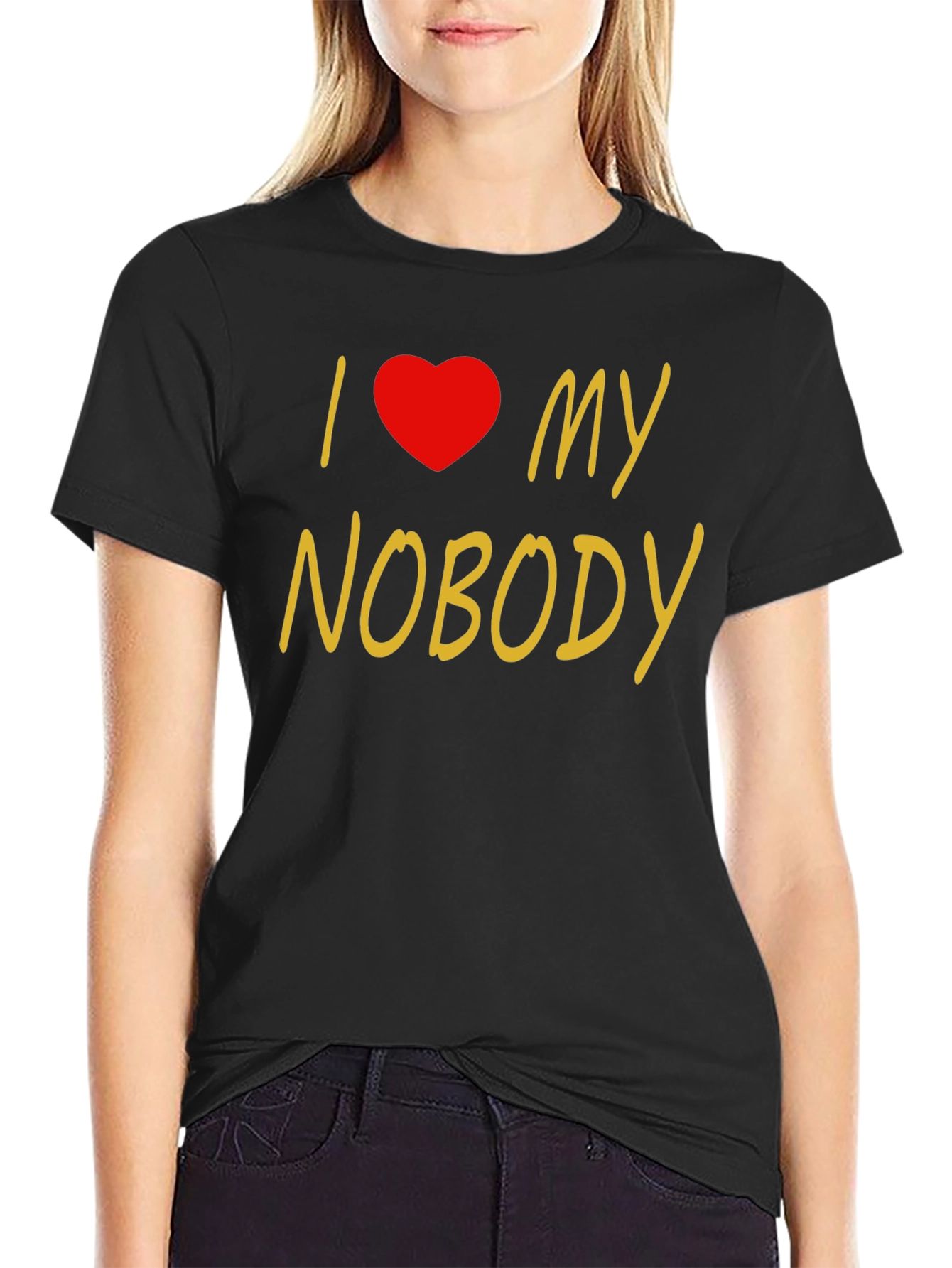 Black I Love My Nobody T-Shirt - Novelty Graphic Tee view 2