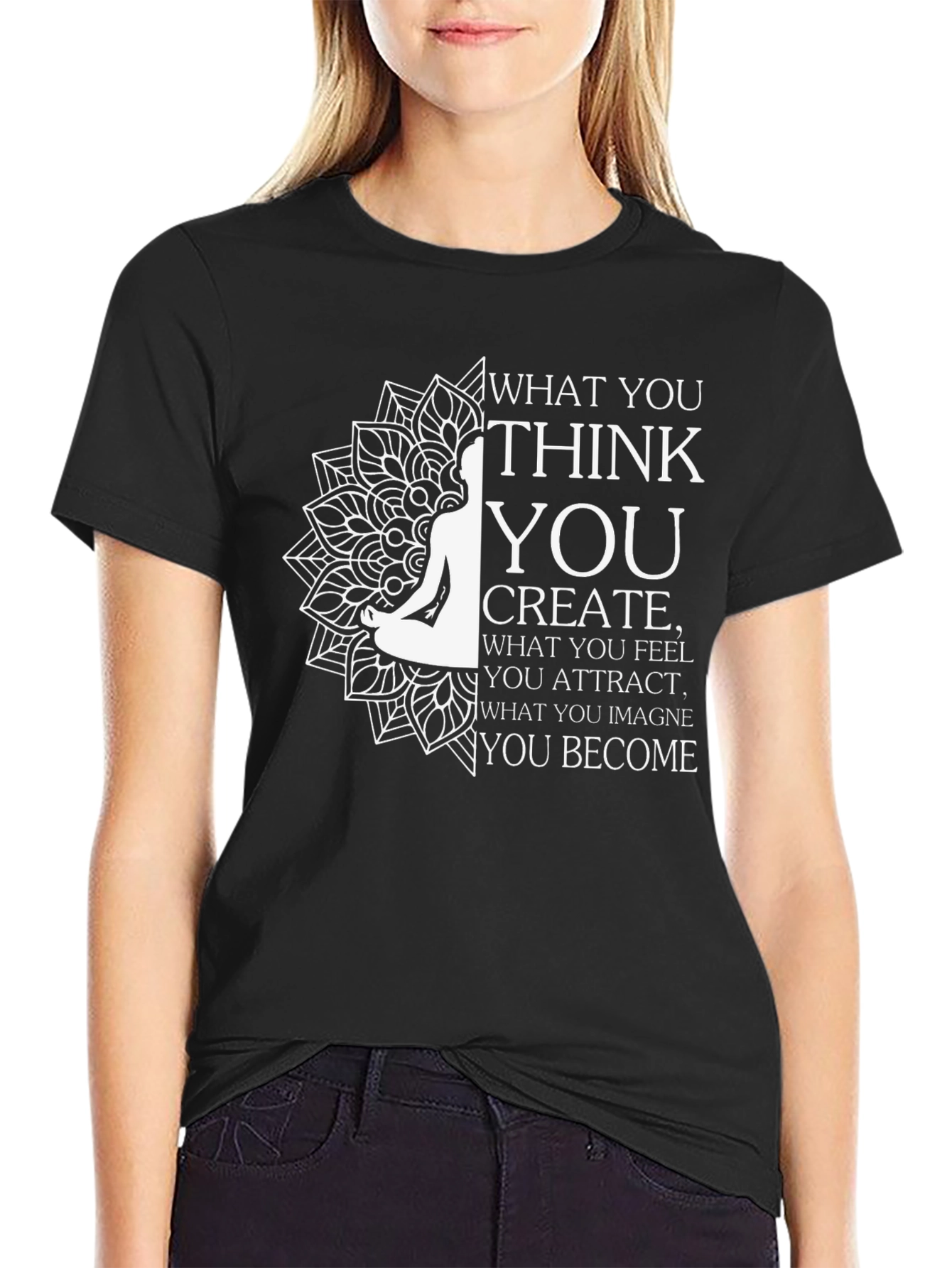 Black Inspirational T-Shirt: Think, Create, Become view 2