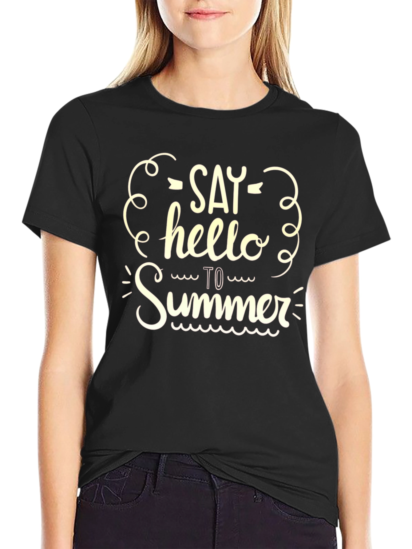Black Say Hello to Summer Graphic Tee - Black view 2