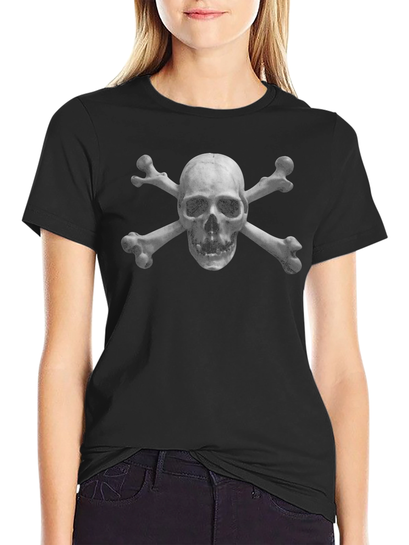 Black Skull & Crossbones Graphic Tee - Black view 2