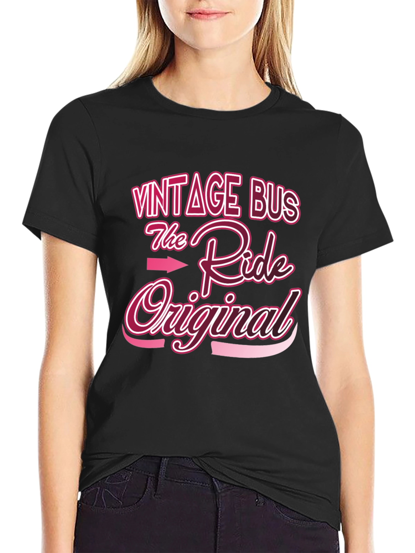 Black Vintage Bus T-Shirt - The Ride Original view 2