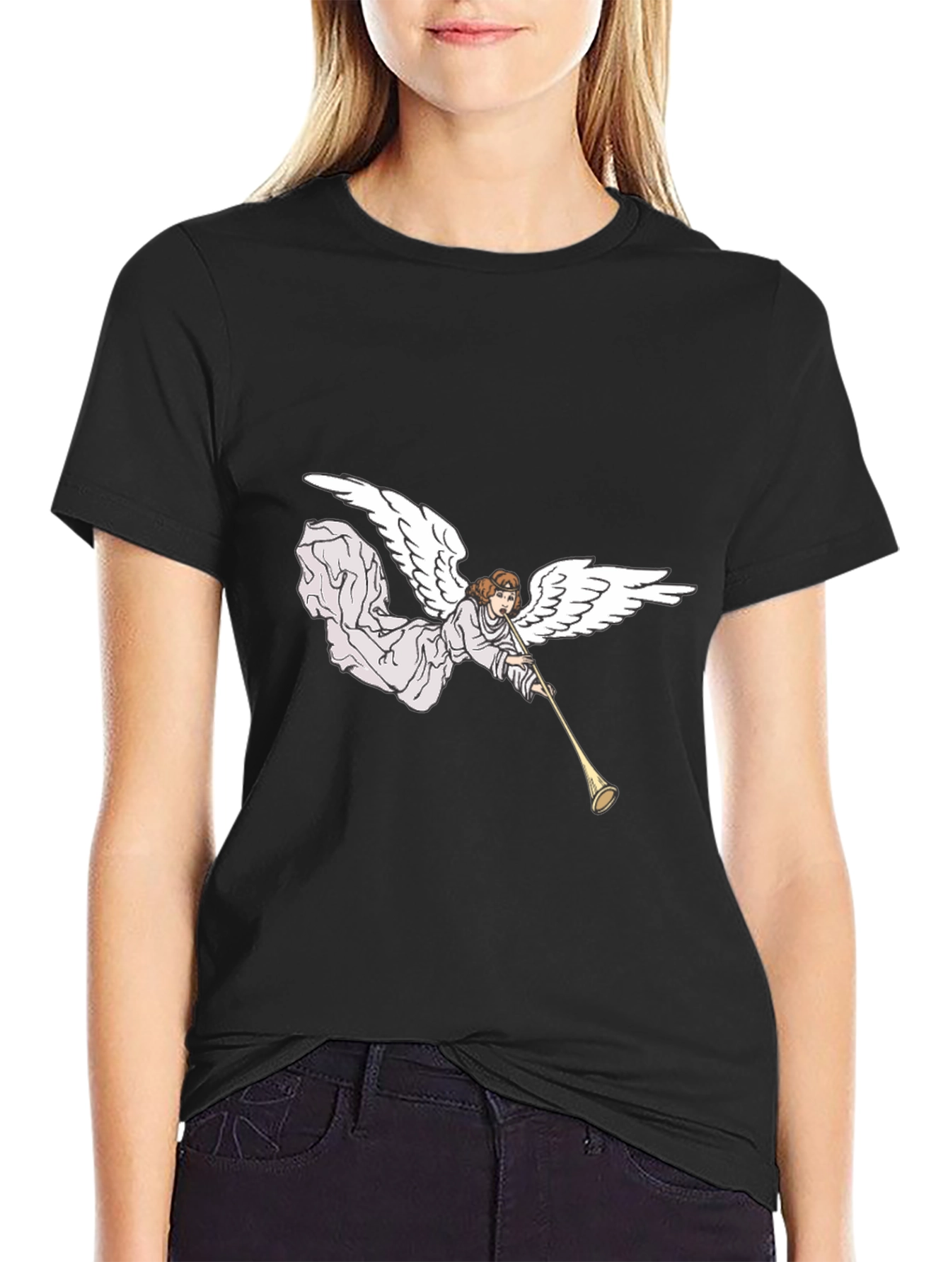 Black Angel Trumpet Black Graphic Tee view 2