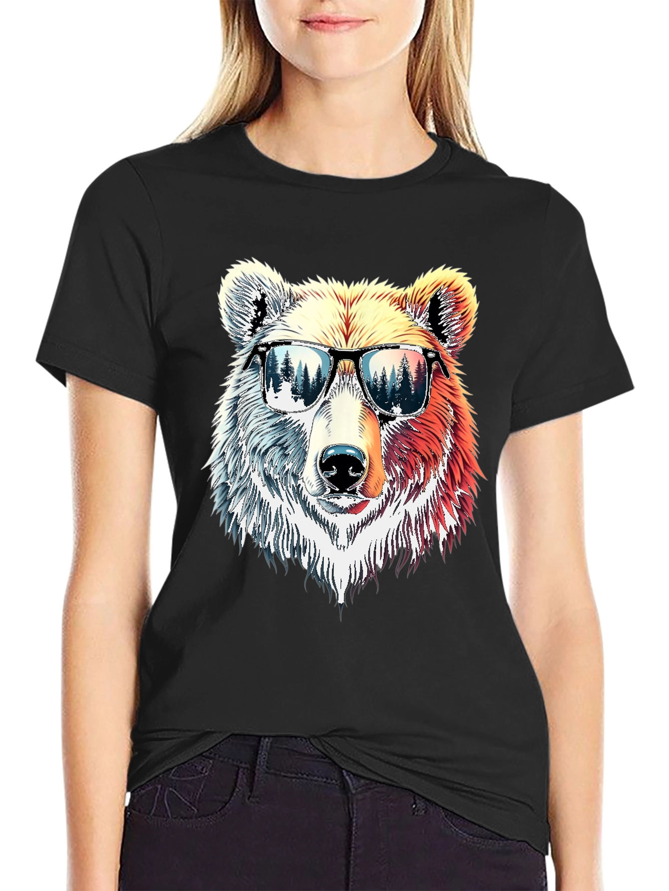 Black Cool Bear Graphic T-Shirt view 2