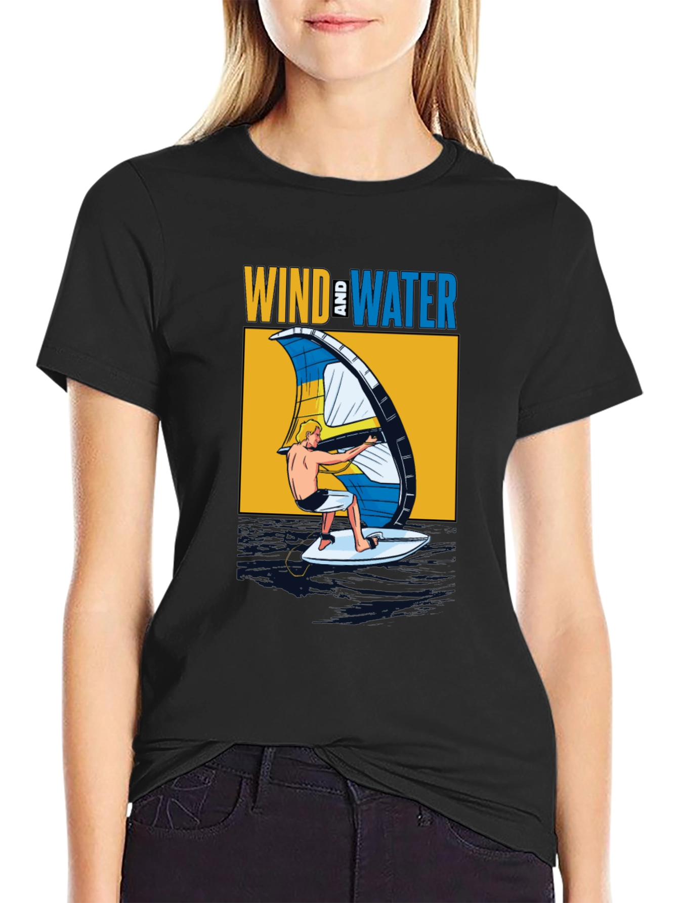 Black Wind & Water Graphic T-Shirt - Black view 2