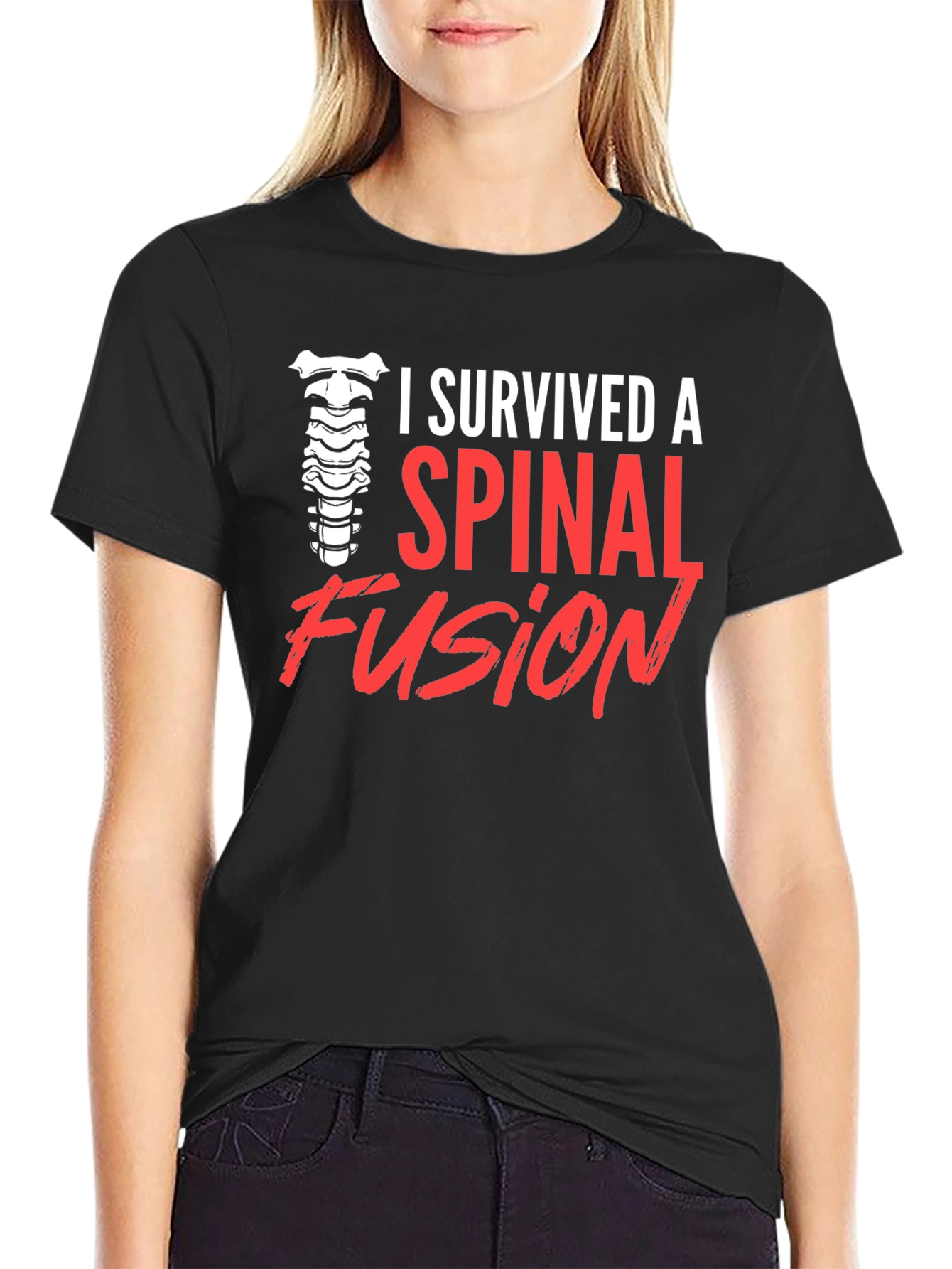 Black Spinal Fusion Survivor T-Shirt - Black view 2