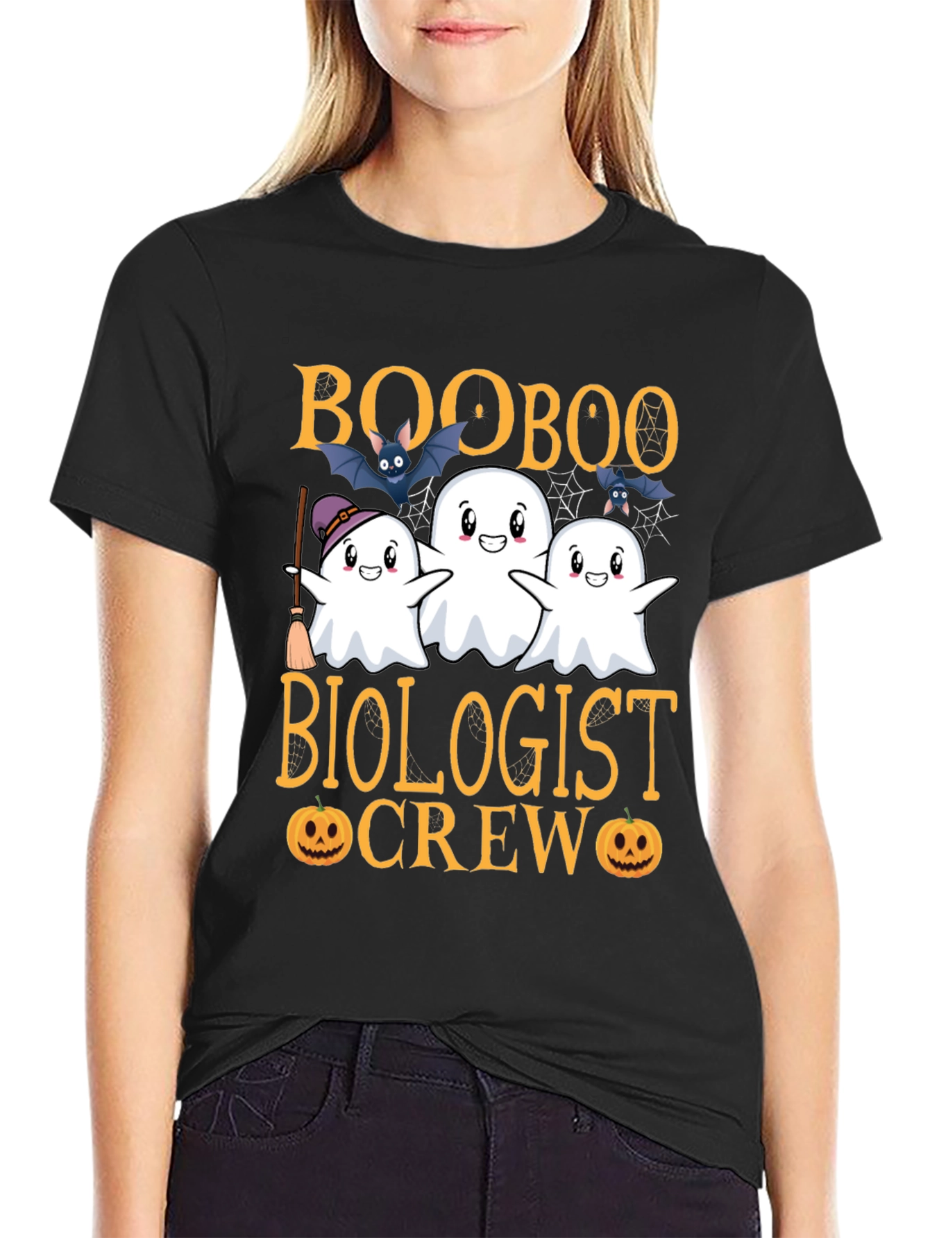 Black Booboo Biologist Crew Halloween T-Shirt view 2