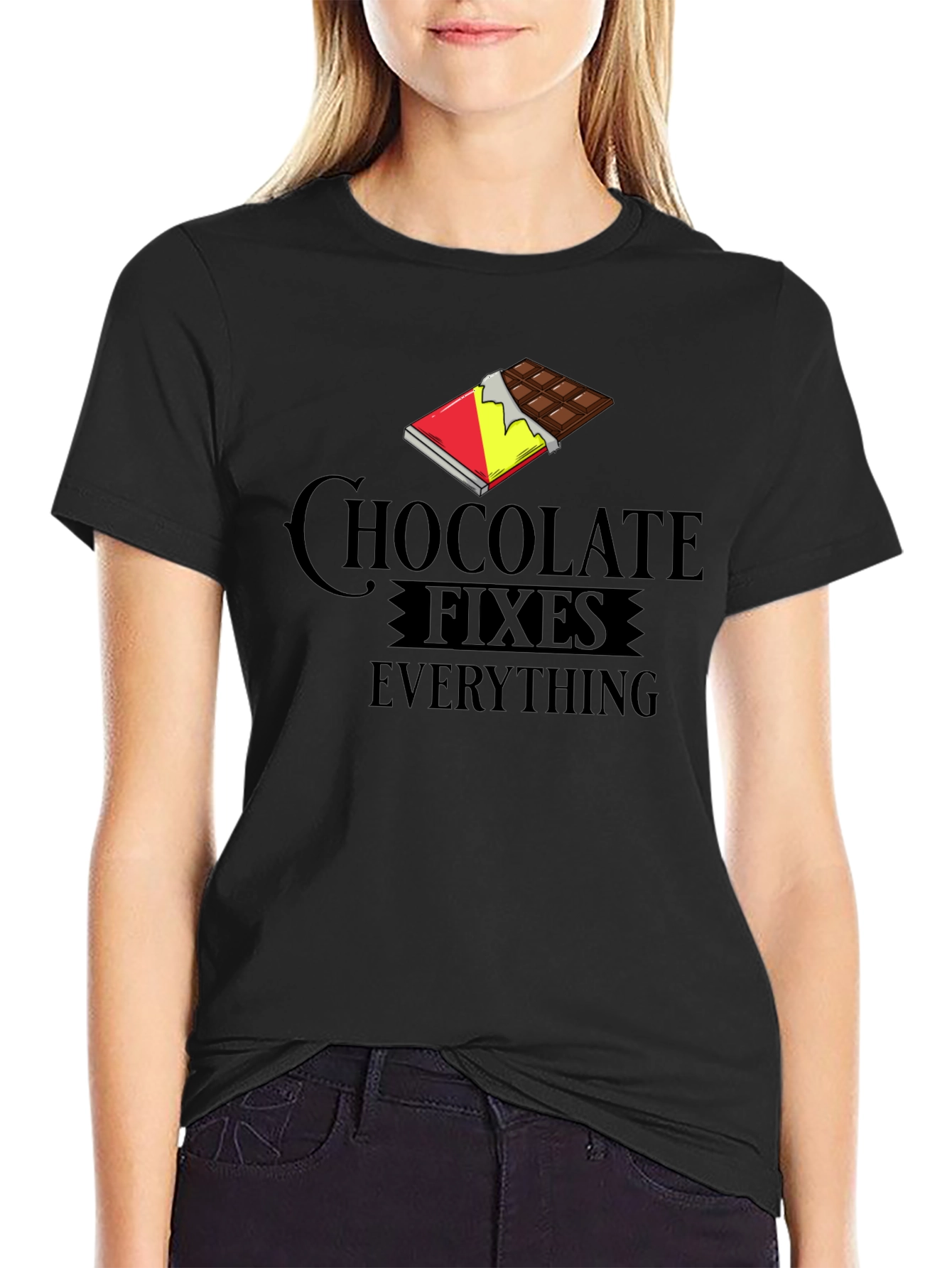 Black Chocolate Fixes Everything Graphic T-Shirt view 2