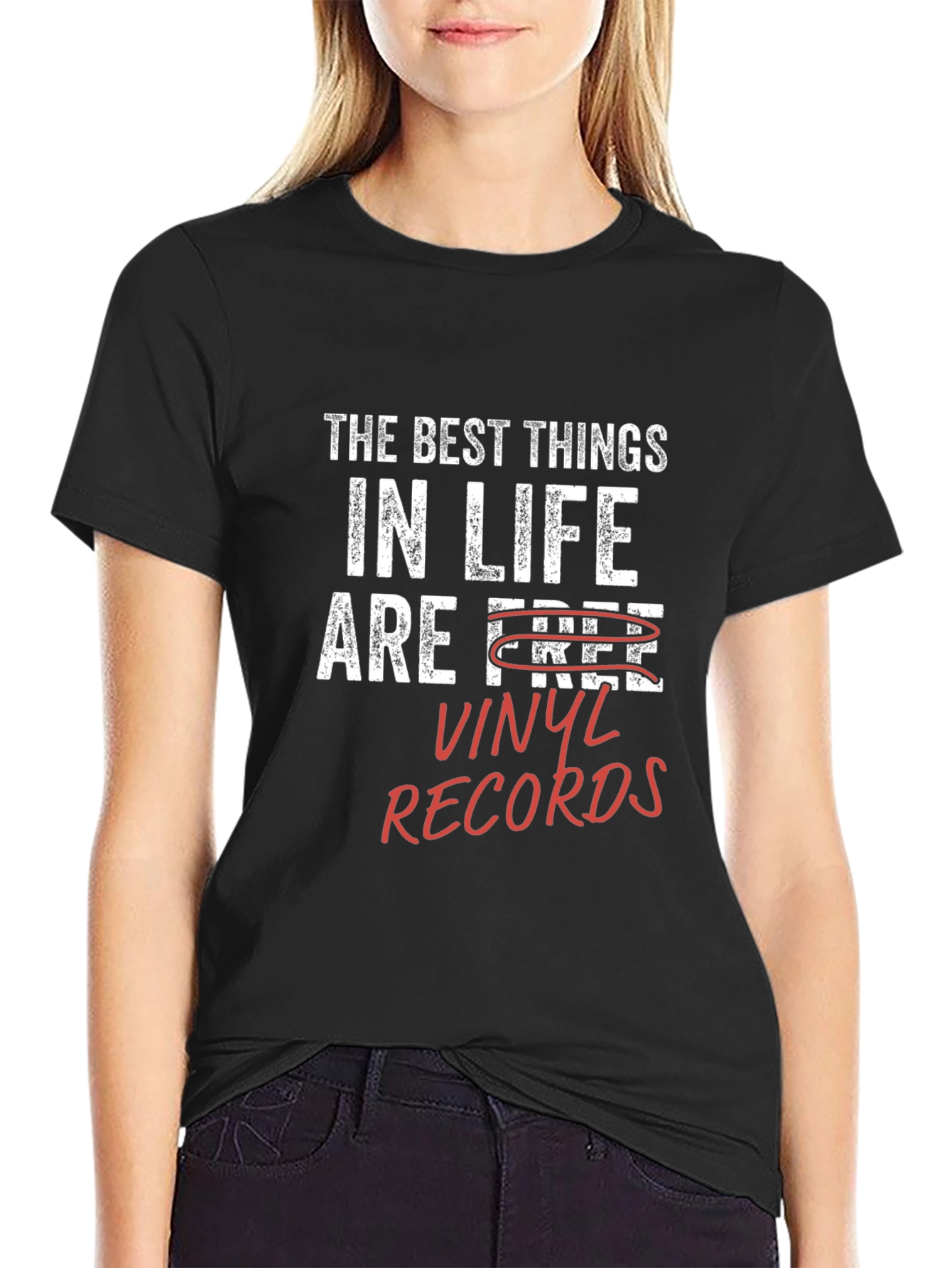 Black Vinyl Records T-Shirt - The Best Things in Life Are Vinyl view 2