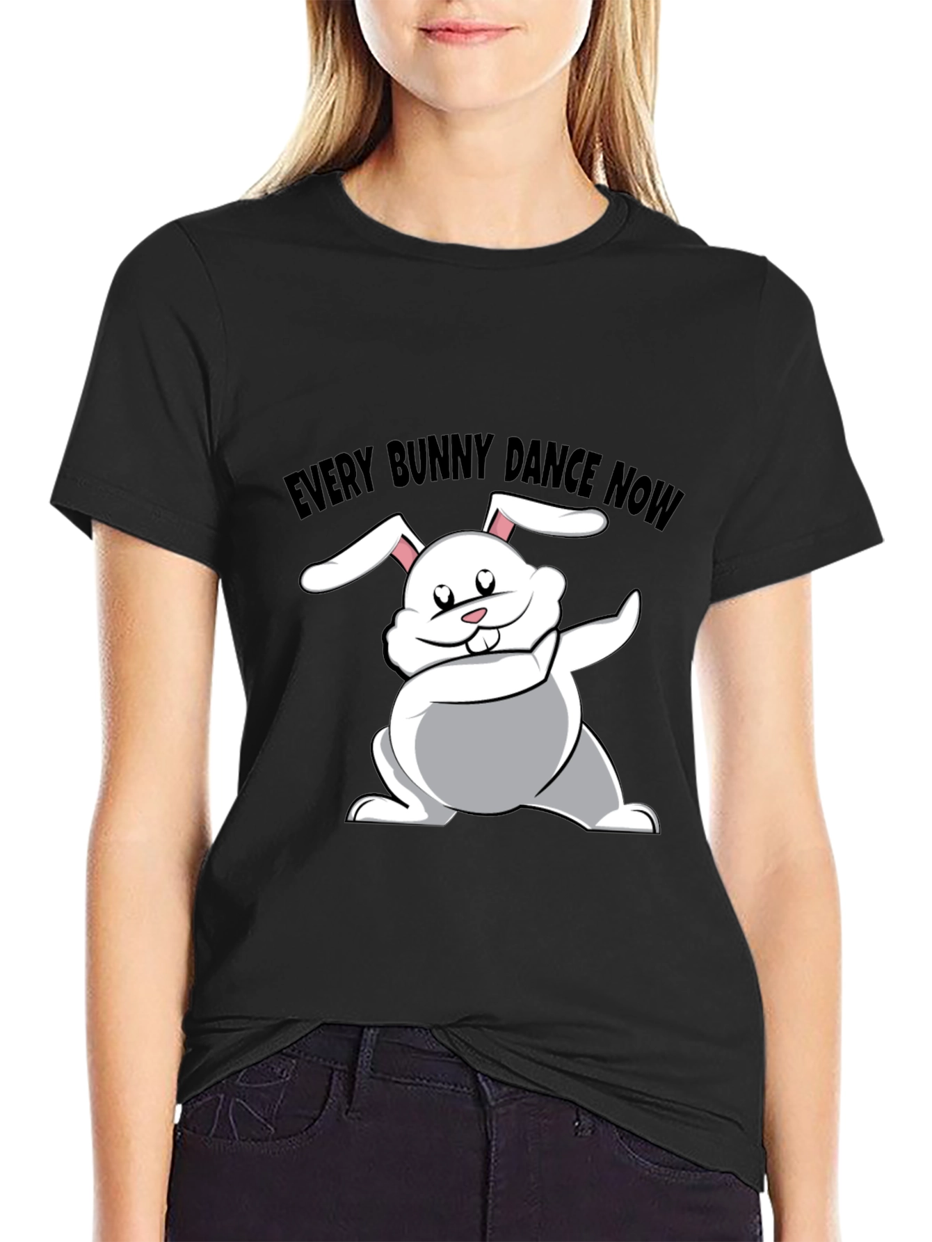Black Every Bunny Dance Now Black T-Shirt view 2