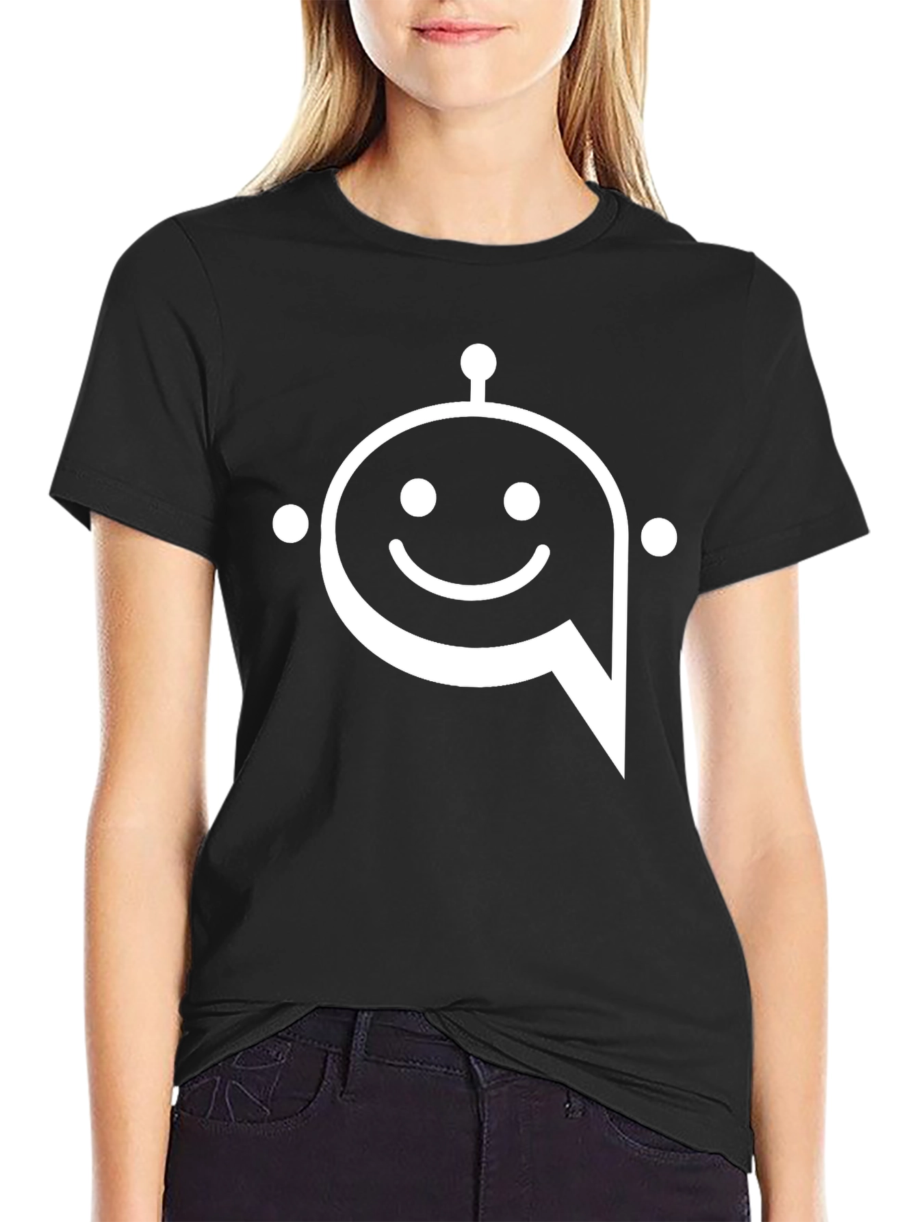 Black Robot Chat T-Shirt - Black Graphic Tee view 2