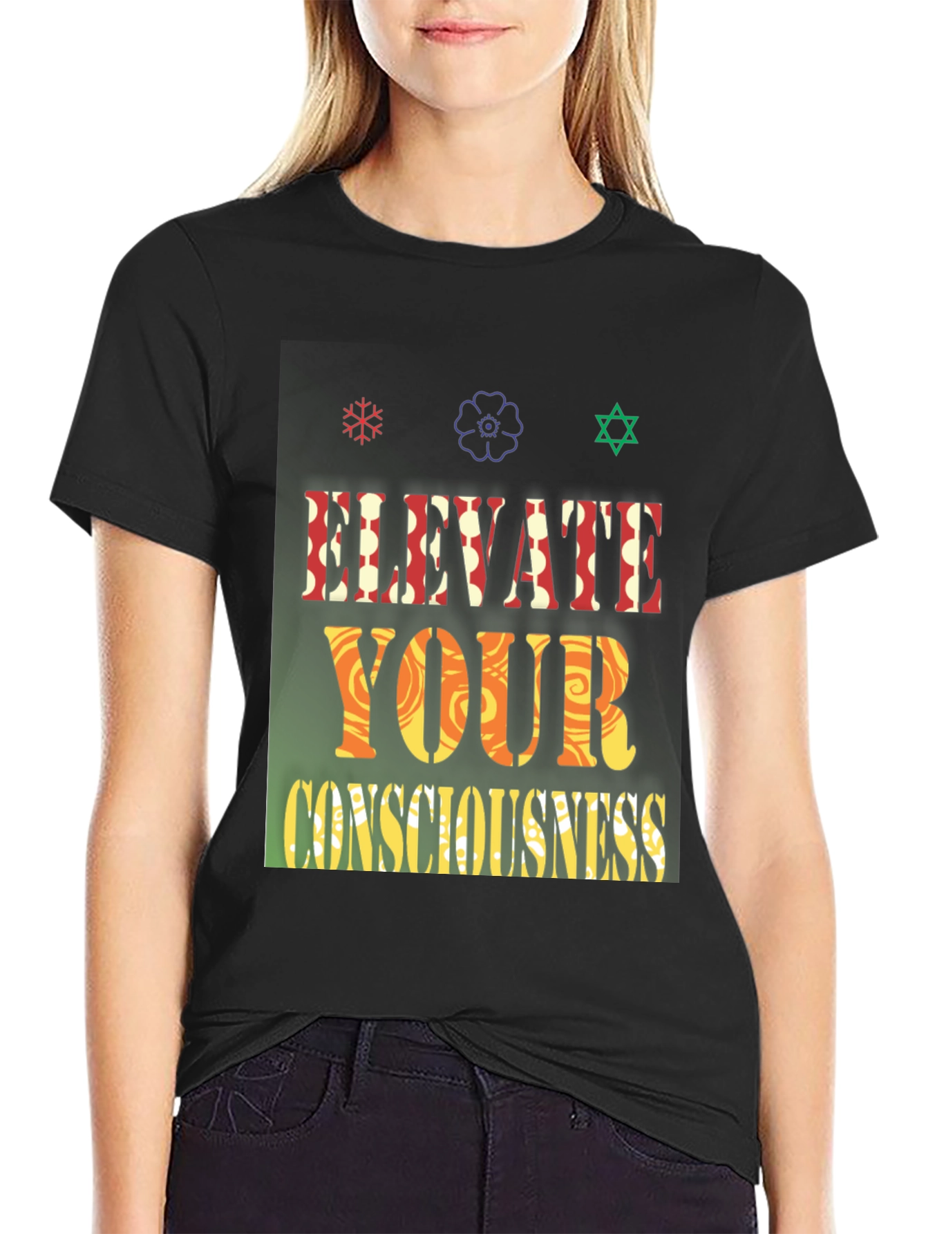 Black Elevate Your Consciousness Graphic Tee view 2