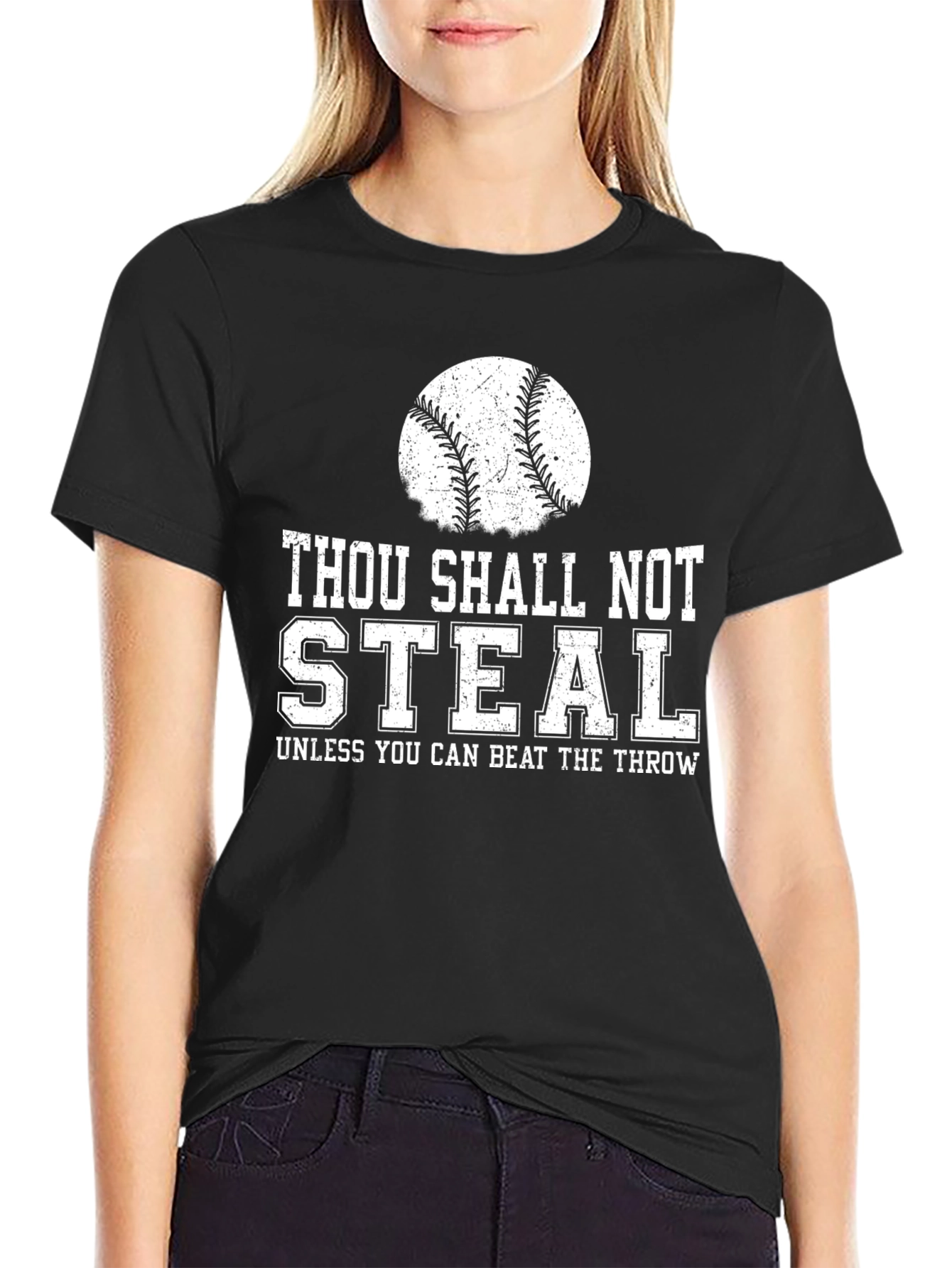 Black Thou Shalt Not Steal Baseball T-Shirt view 2