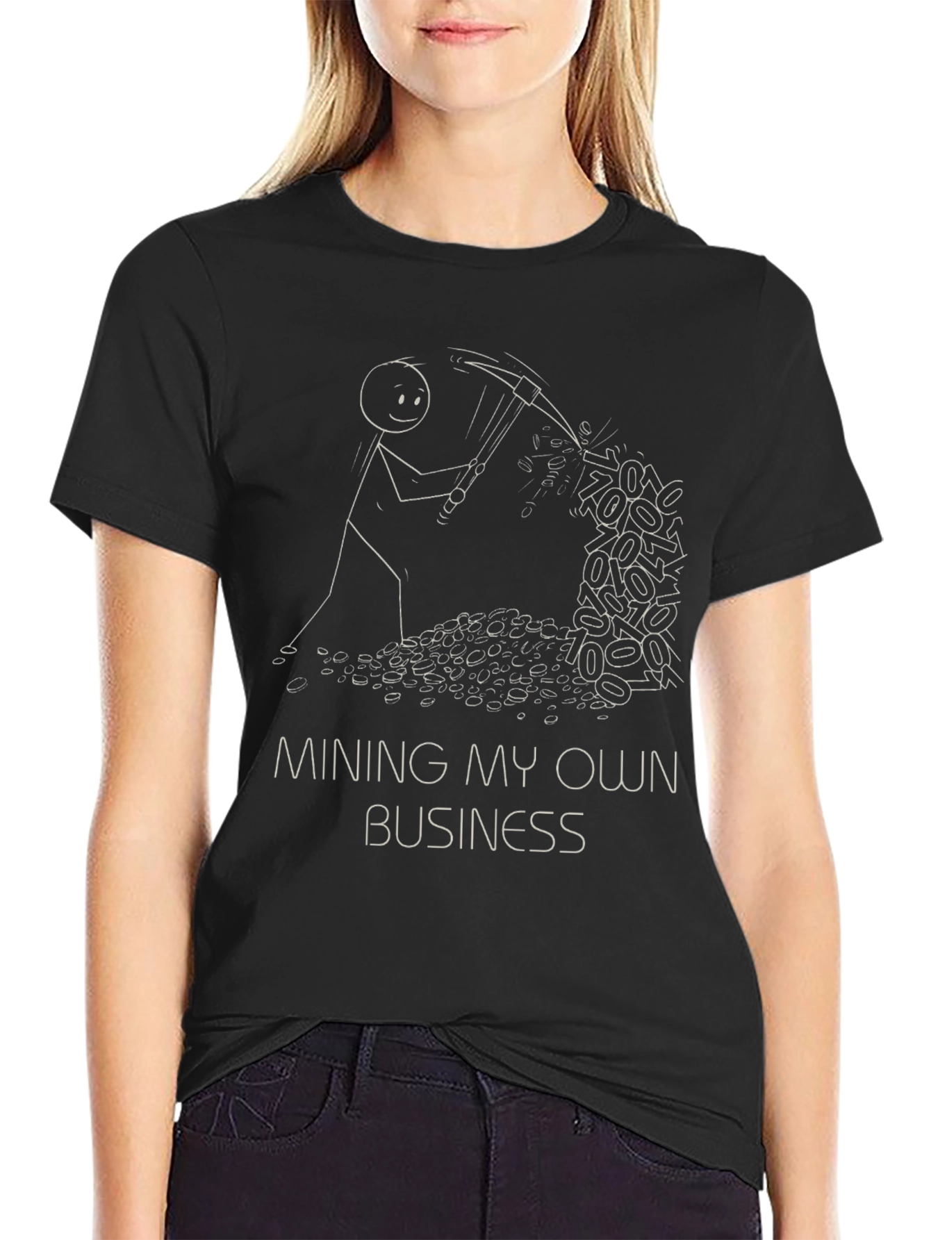 Black Mining My Own Business T-Shirt - Black Cotton Graphic Tee view 2