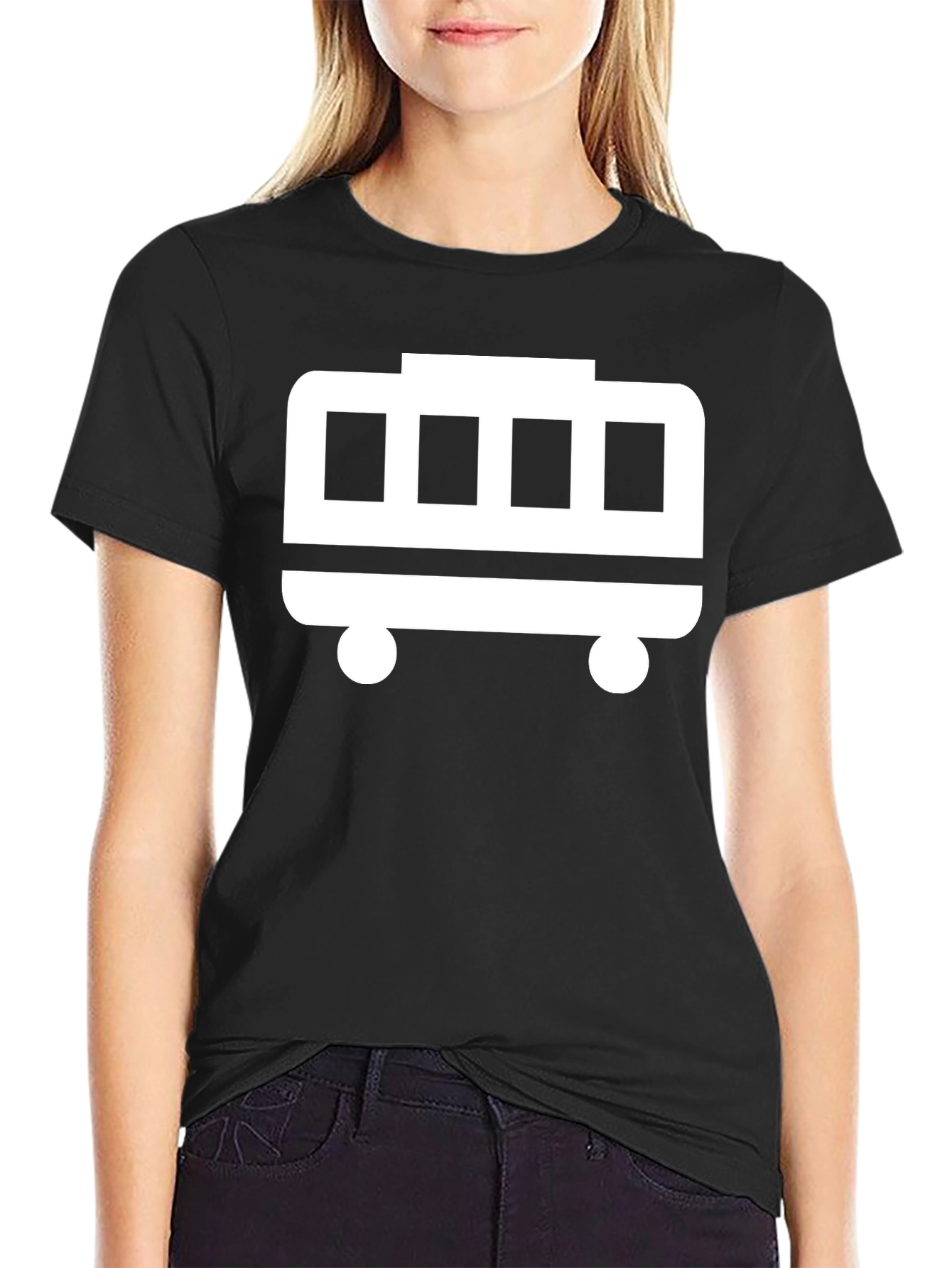Black Cartoon Bus T-Shirt - Black view 2