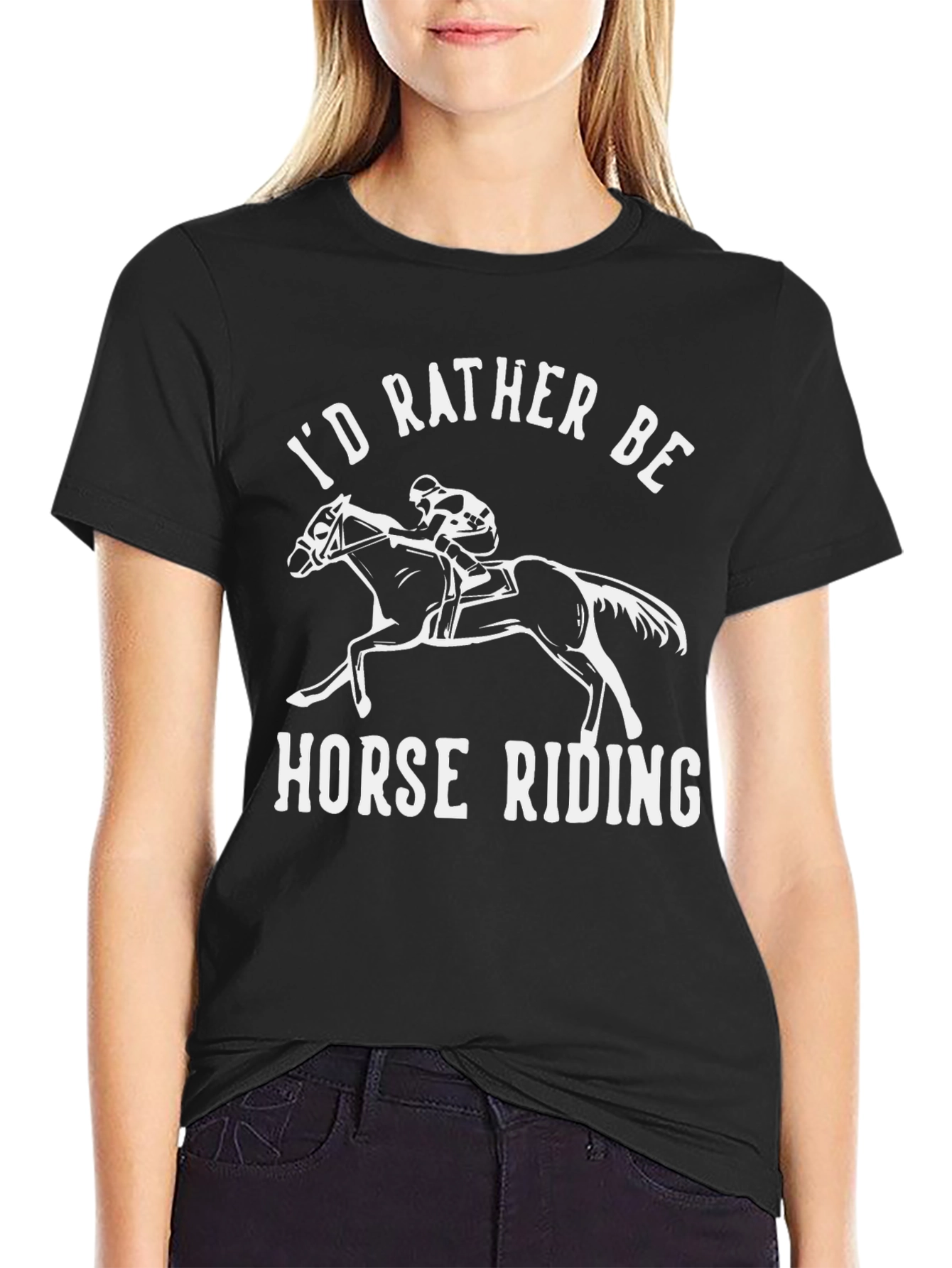 Black I'd Rather Be Horse Riding Graphic Tee view 2