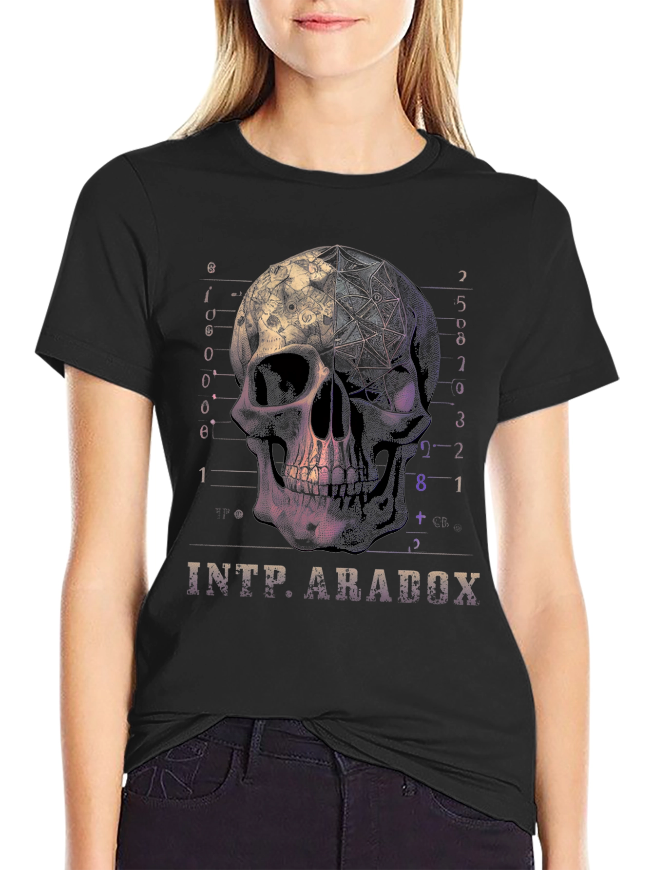 Black Skull Graphic Tee - INTP Paradox T-Shirt view 2