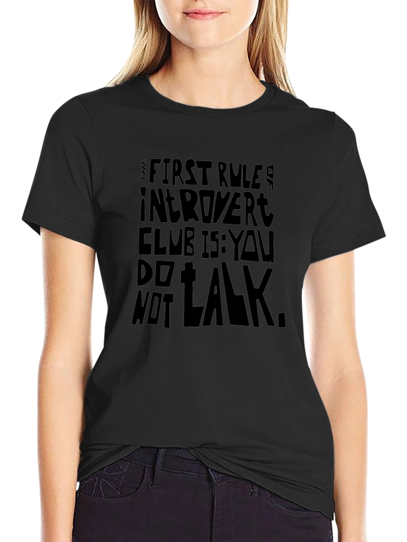 Black Introvert Club T-Shirt: The First Rule view 2