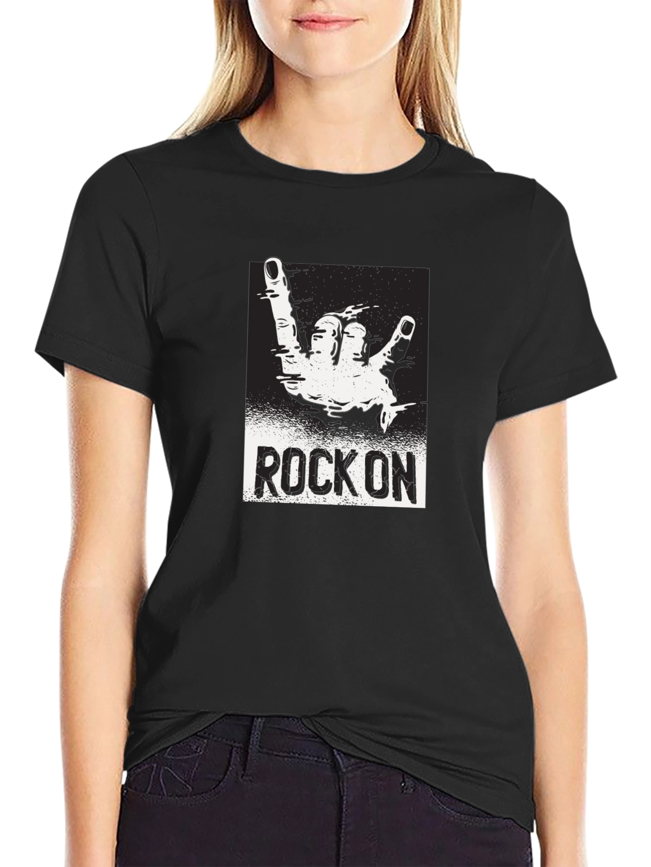Black Rock On Graphic Black T-Shirt view 2