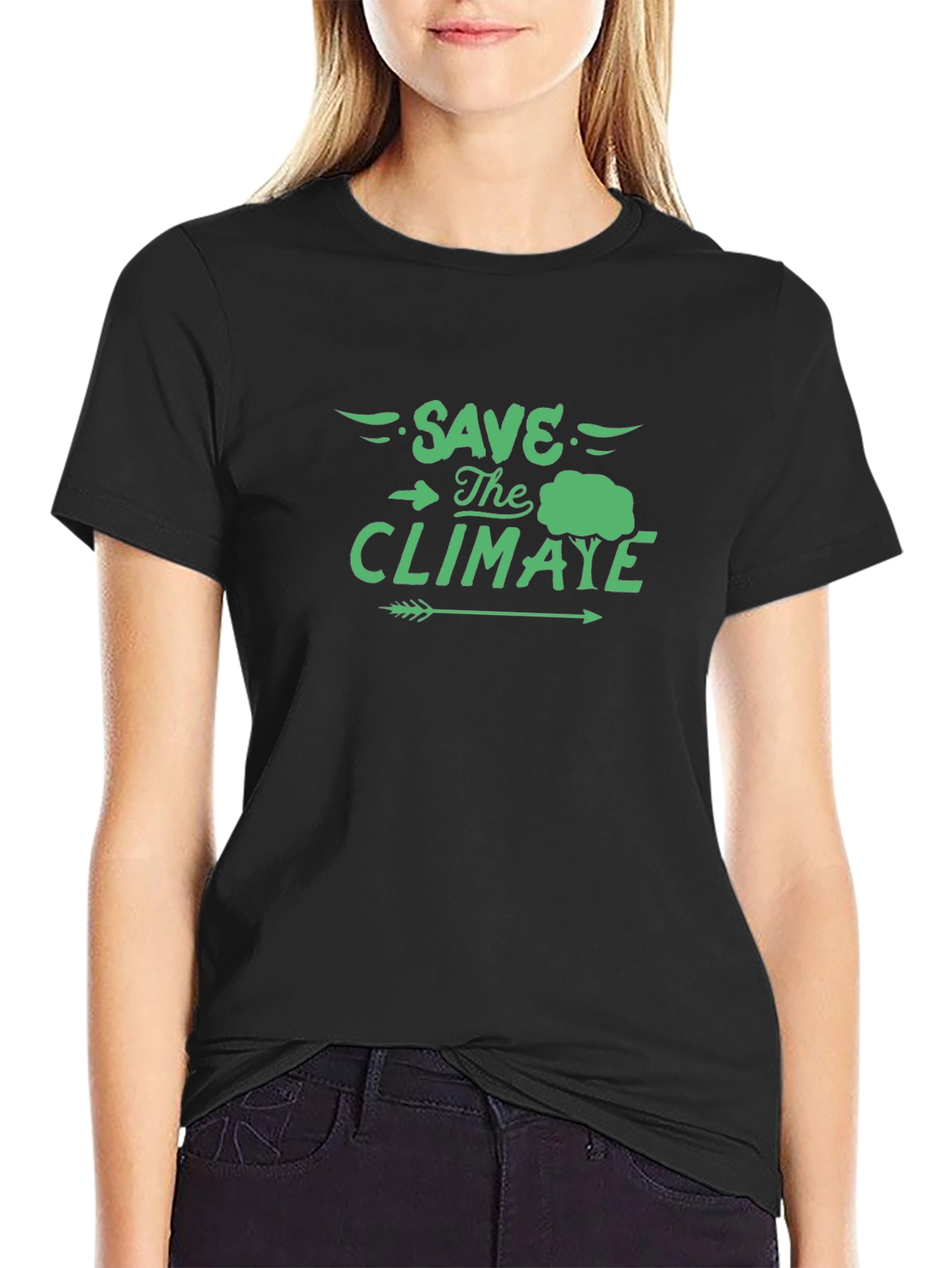 Black Save The Climate Black T-Shirt - Eco Friendly view 2