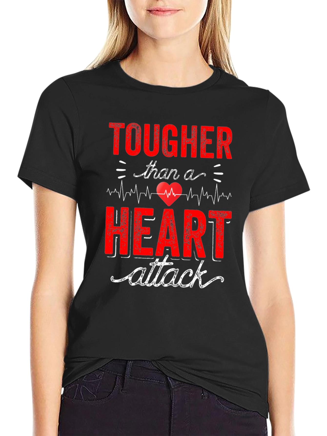 Black Tougher Than a Heart Attack Graphic Tee view 2
