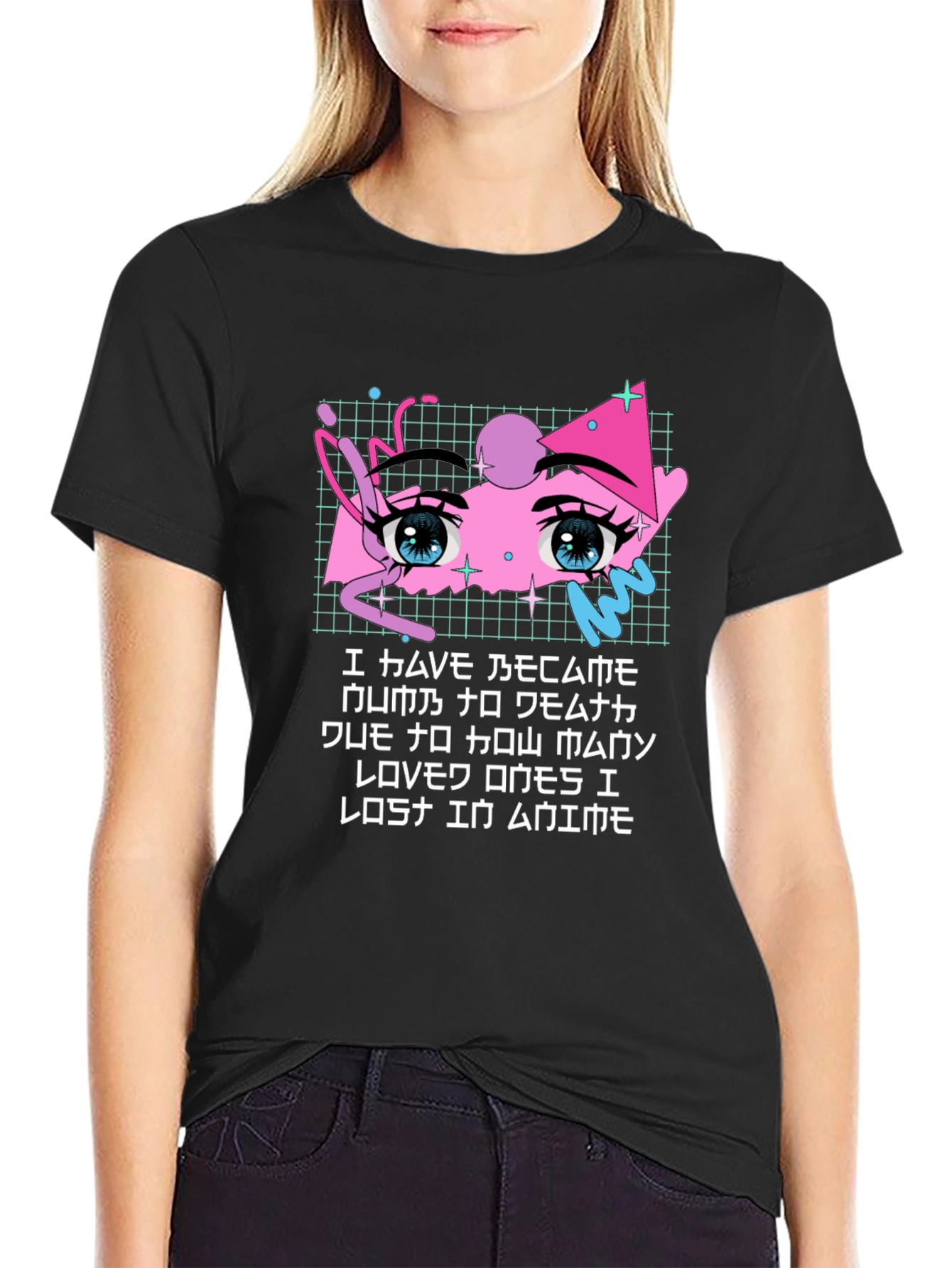 Black Anime Eyes Graphic T-Shirt - Soft Cotton Blend view 2
